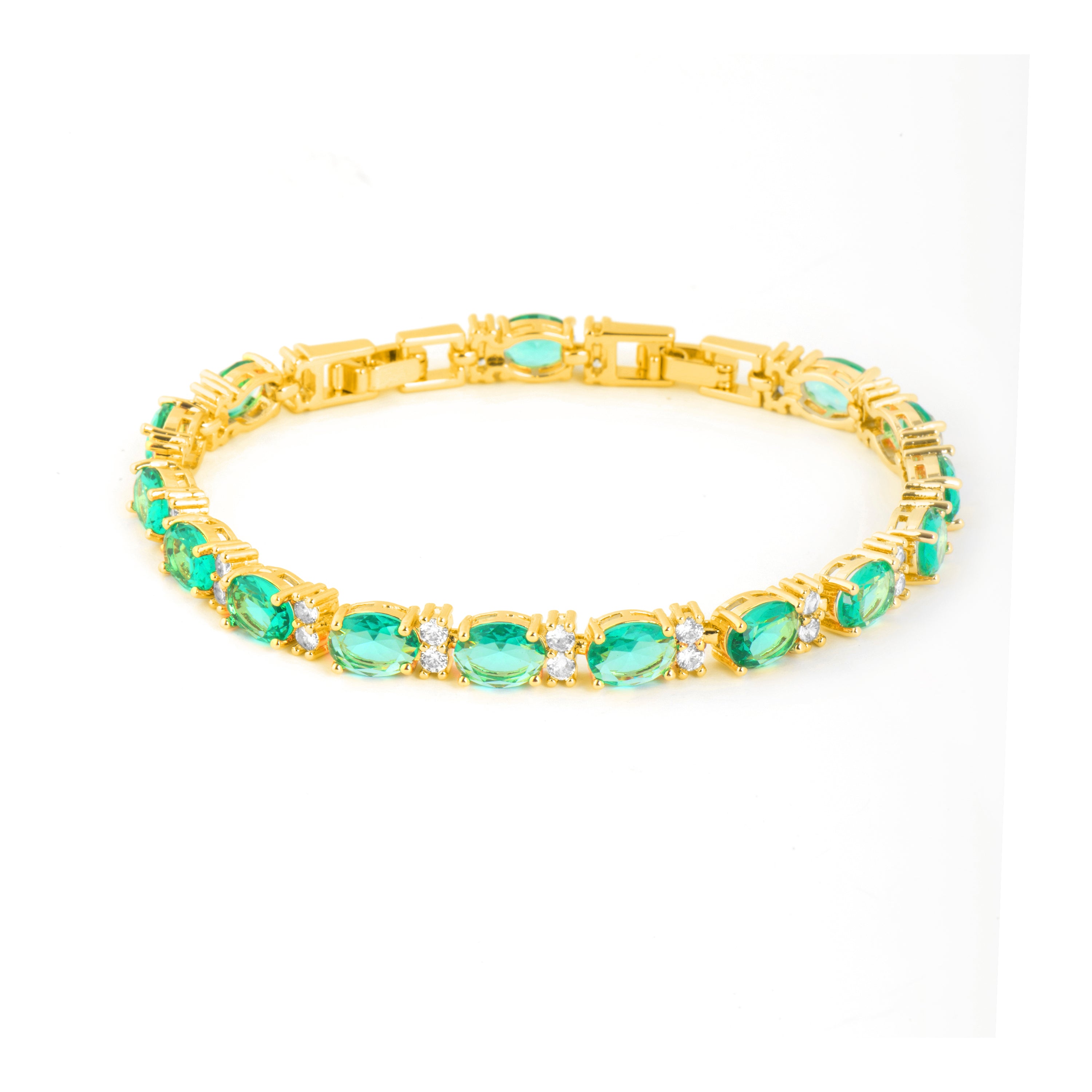 Pulsera acabado oro amarillo de 18k y Cuarzo Hidrotermal Verde Paraiba - Hadal
