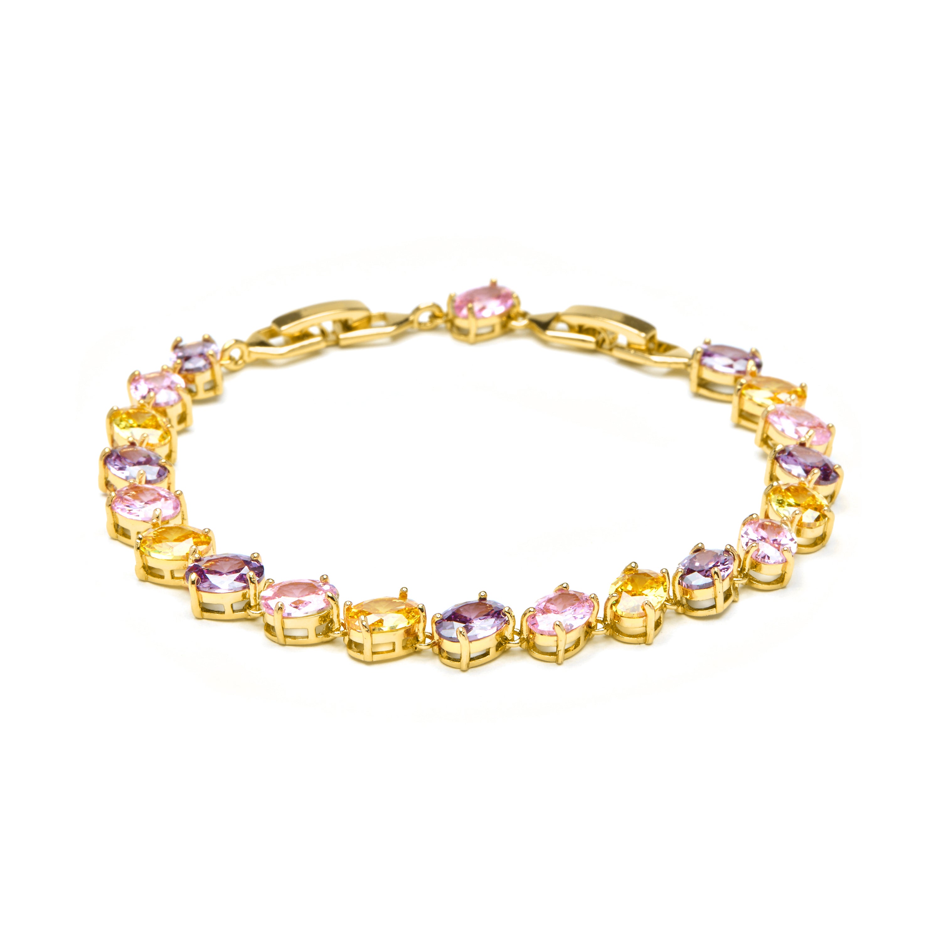 Pulsera acabado oro amarillo de 18k y Circonita Multicolor - Azik