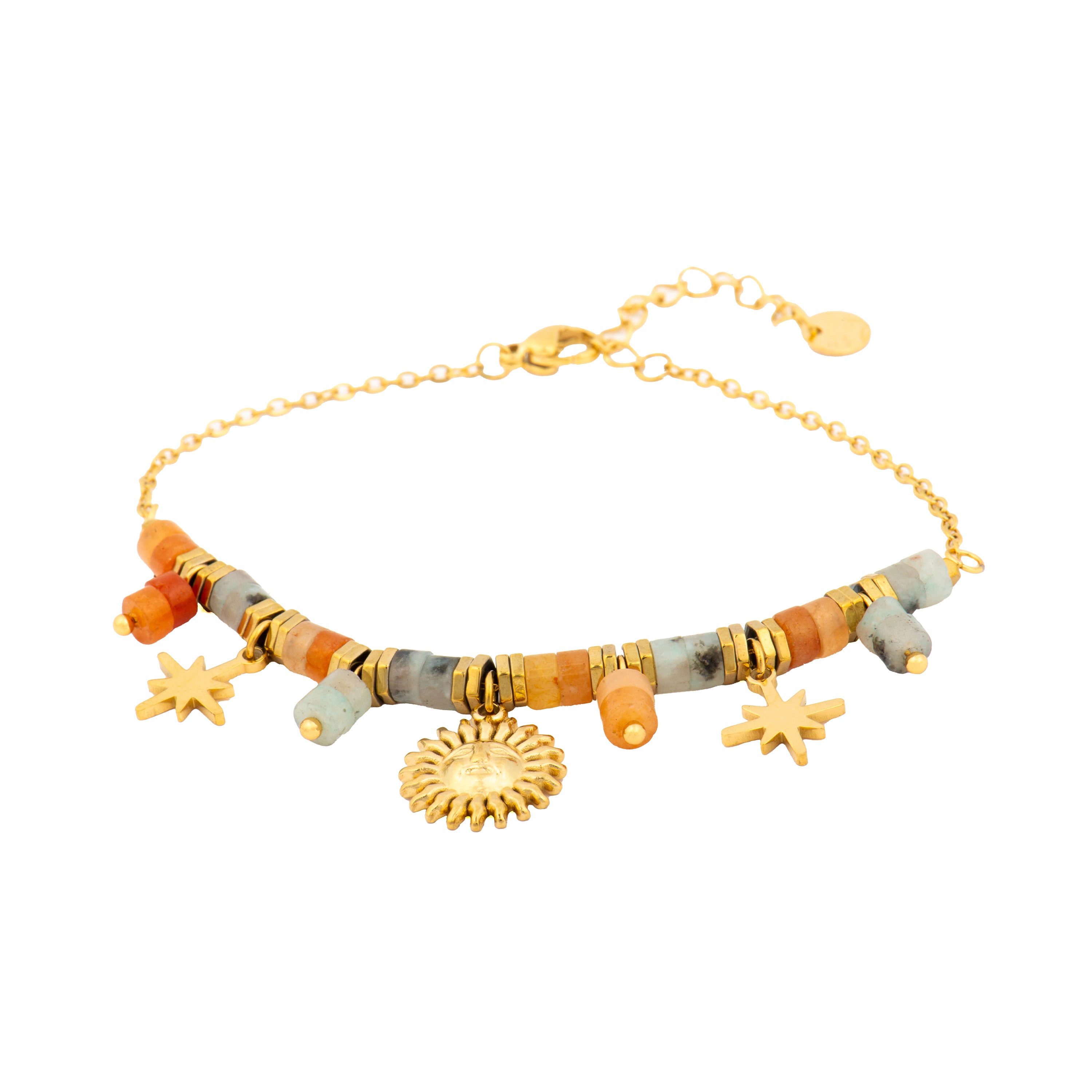 Pulsera acabado oro amarillo de 18k y Multicolor Piedra Natural - Barou