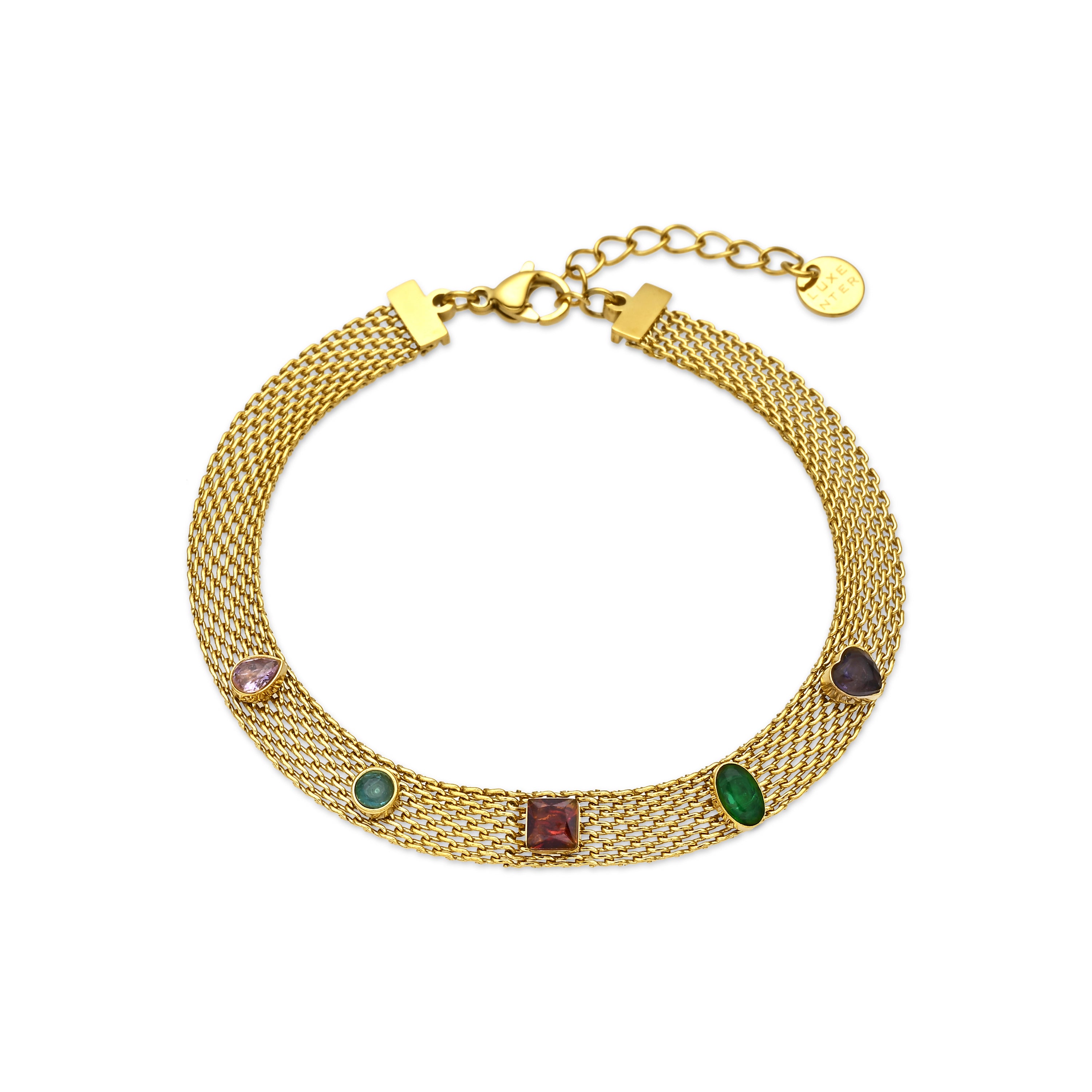 Pulsera de Circonita Multicolor acabado en oro amarillo 18k - Vaine
