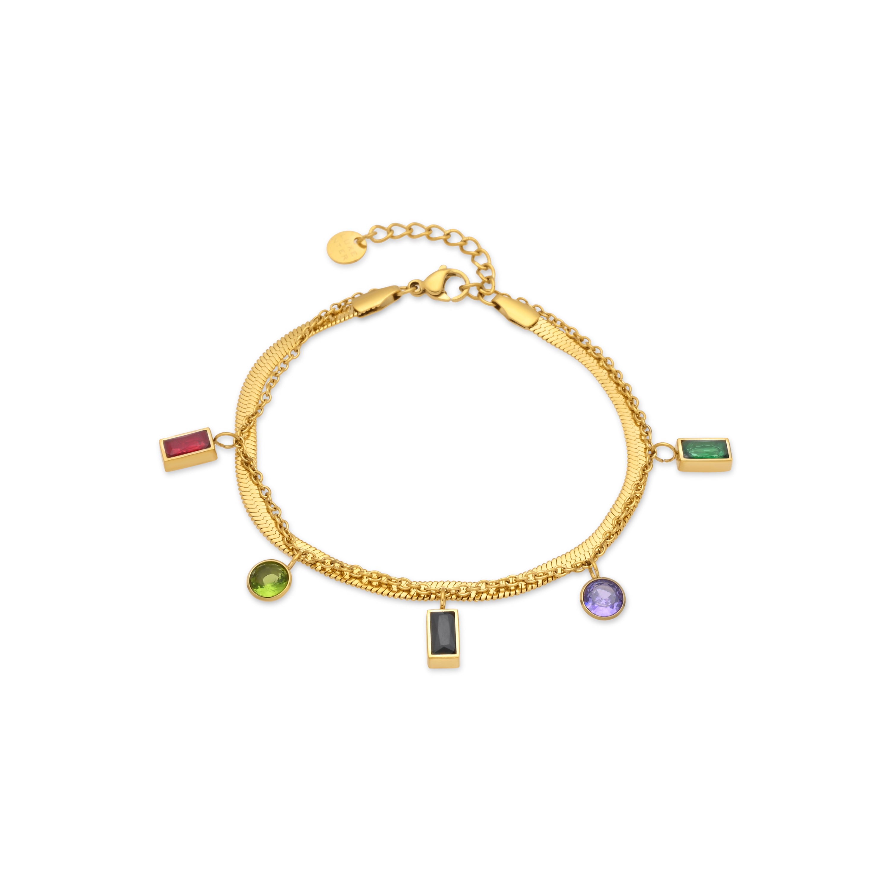 Pulsera de Circonita Multicolor acabado en oro amarillo 18k - Zacoal
