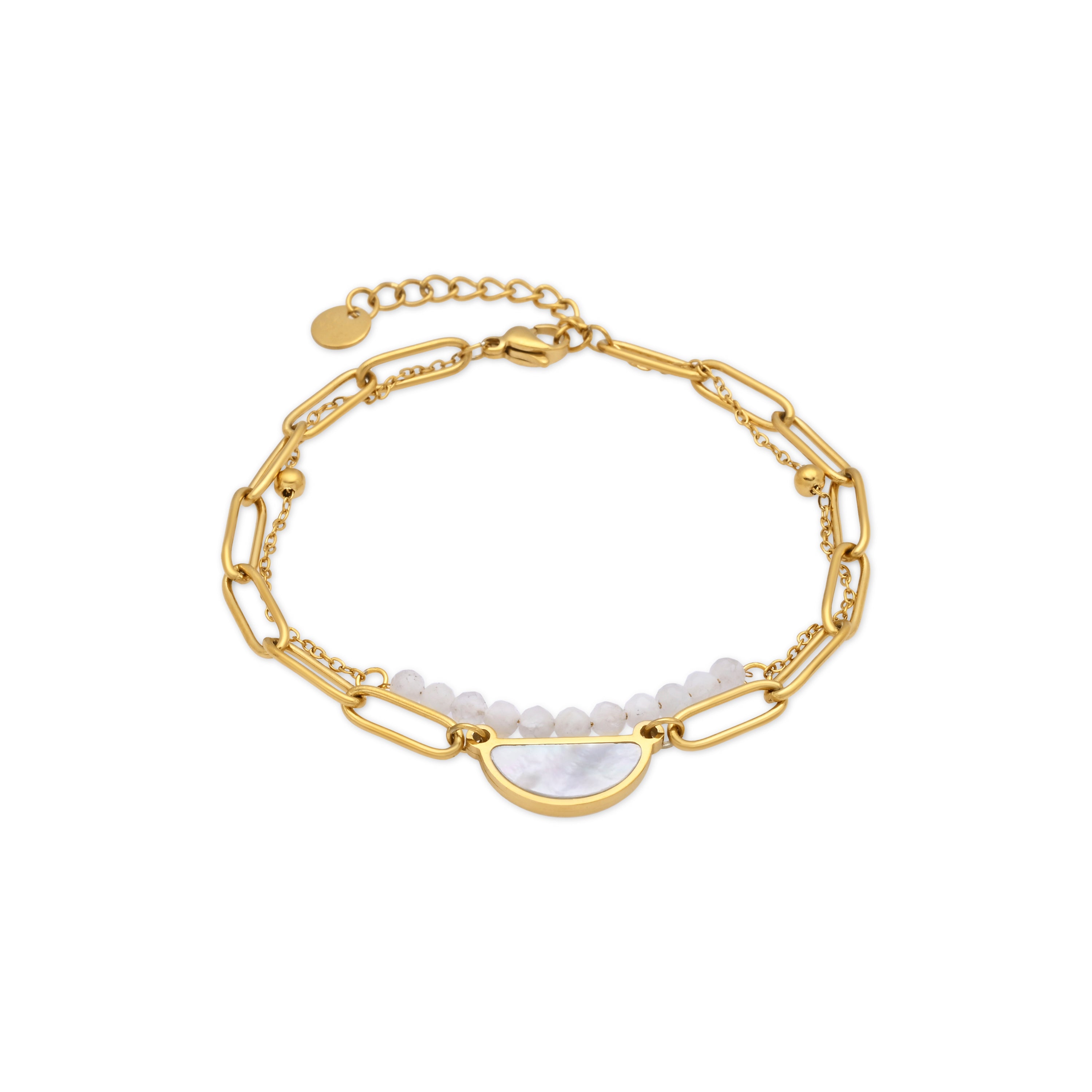 Pulsera de Perla Blanca acabado en oro amarillo 18k - Abbyo