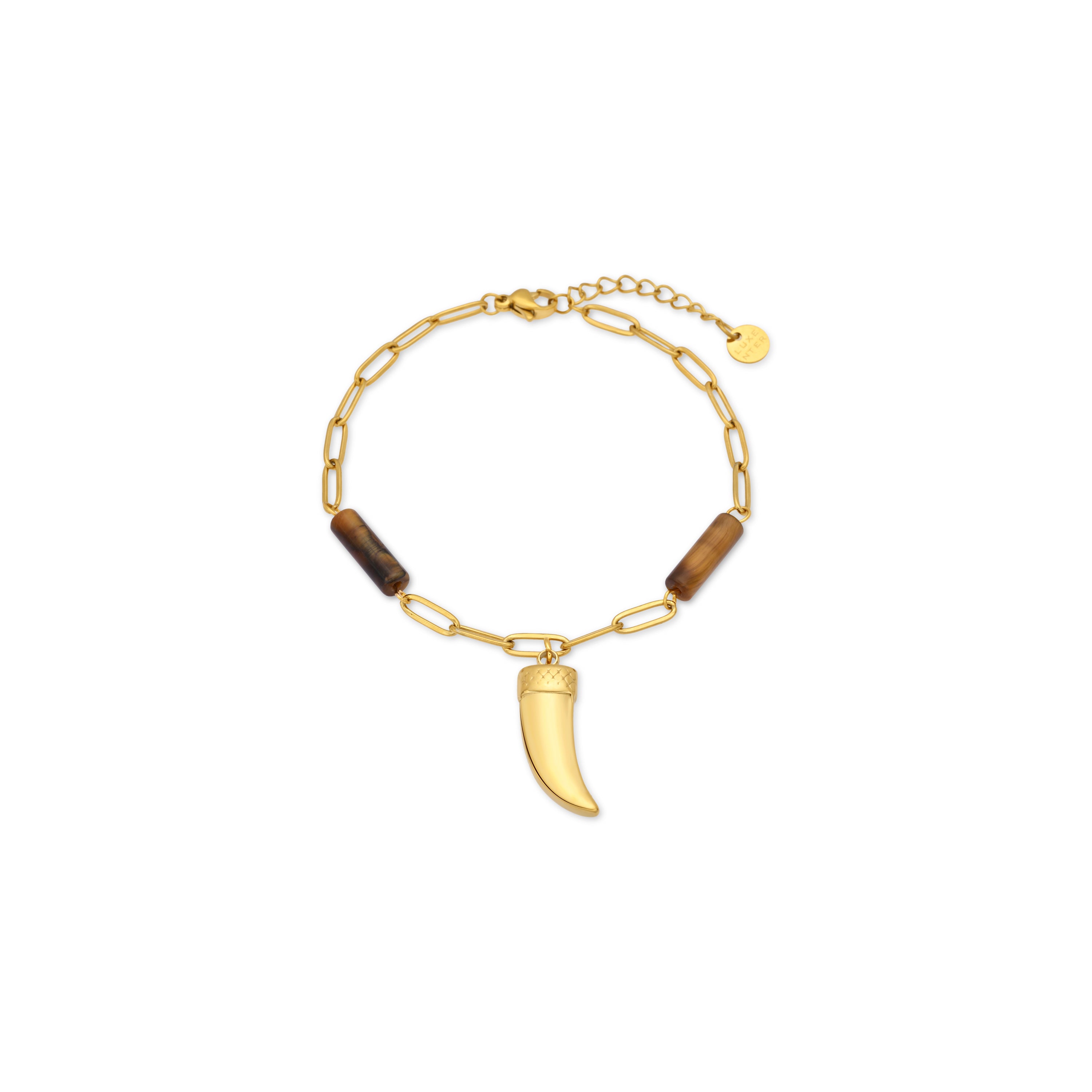 Pulsera de Ojo de Tigre acabado en oro amarillo 18k - Kayu