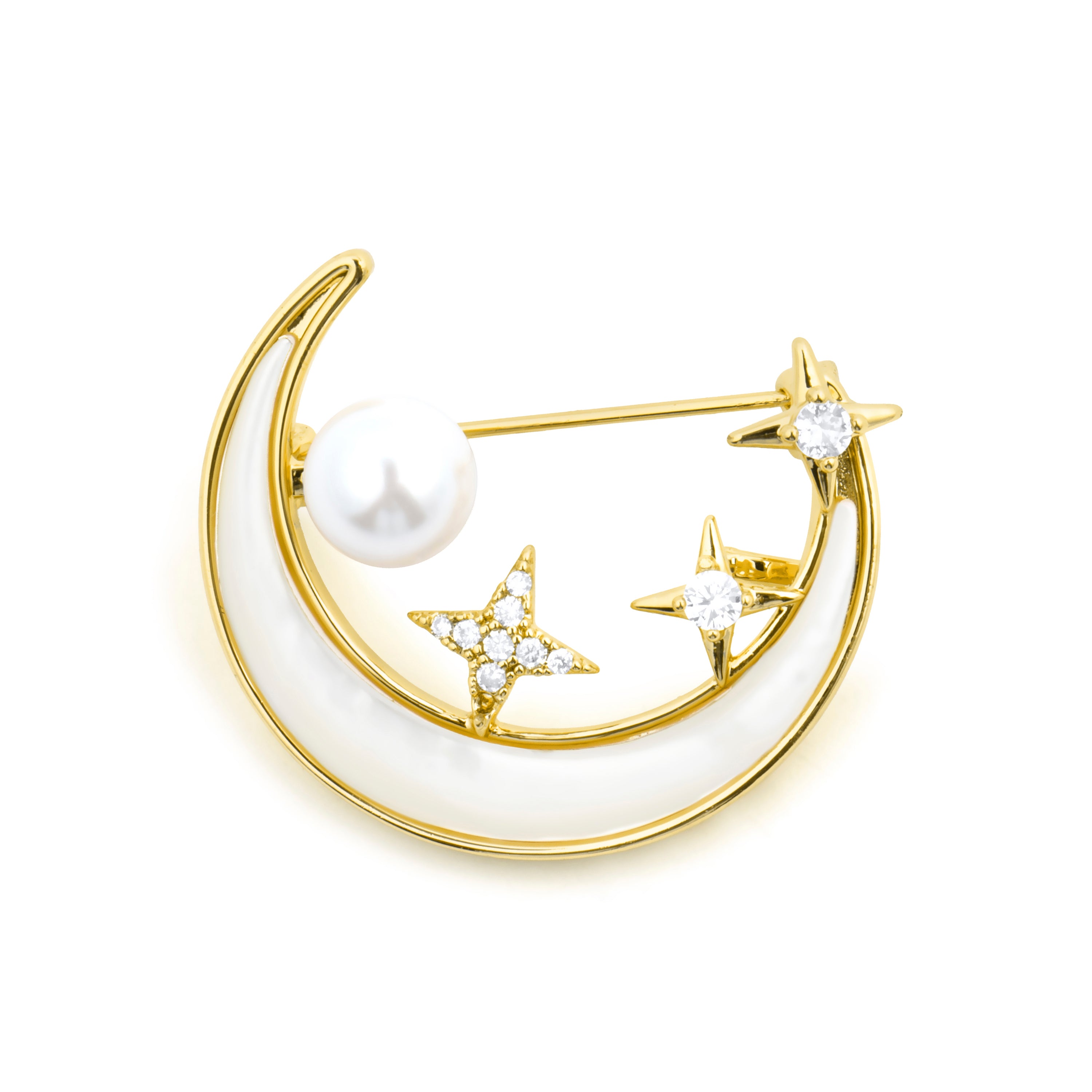 Broche de Madreperla Blanca acabado en oro amarillo 18k - Kume