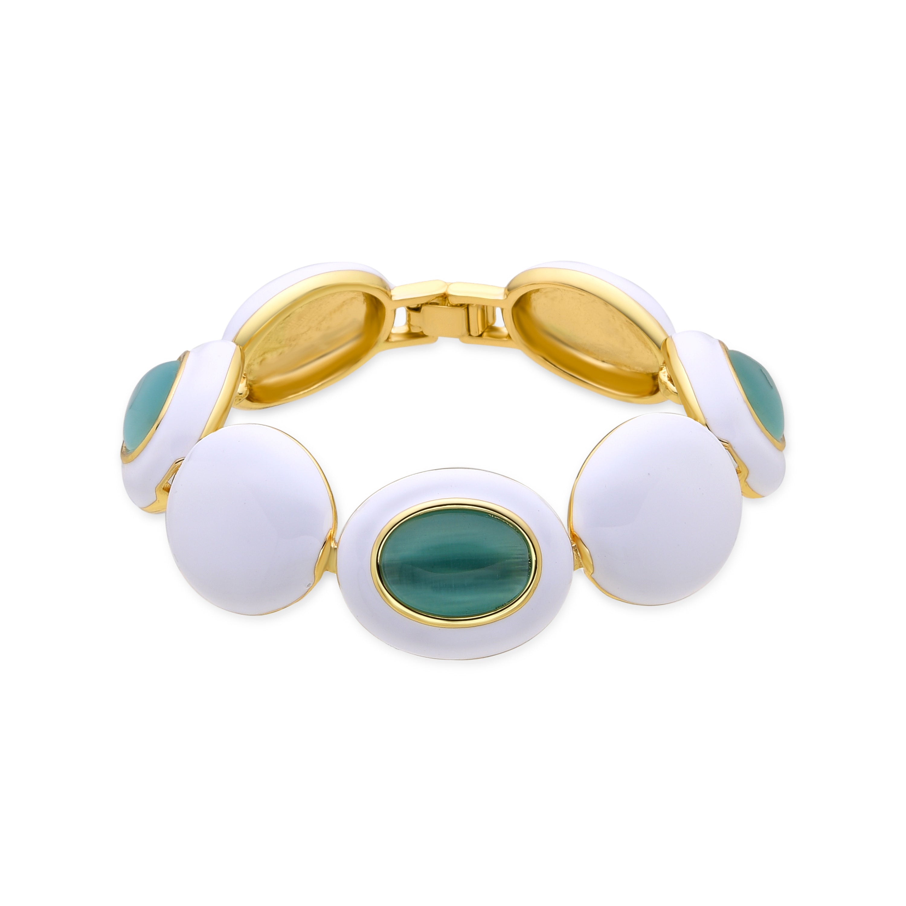 Pulsera de Ojo de Gato Azul acabada en oro amarillo de 18k - Nadic