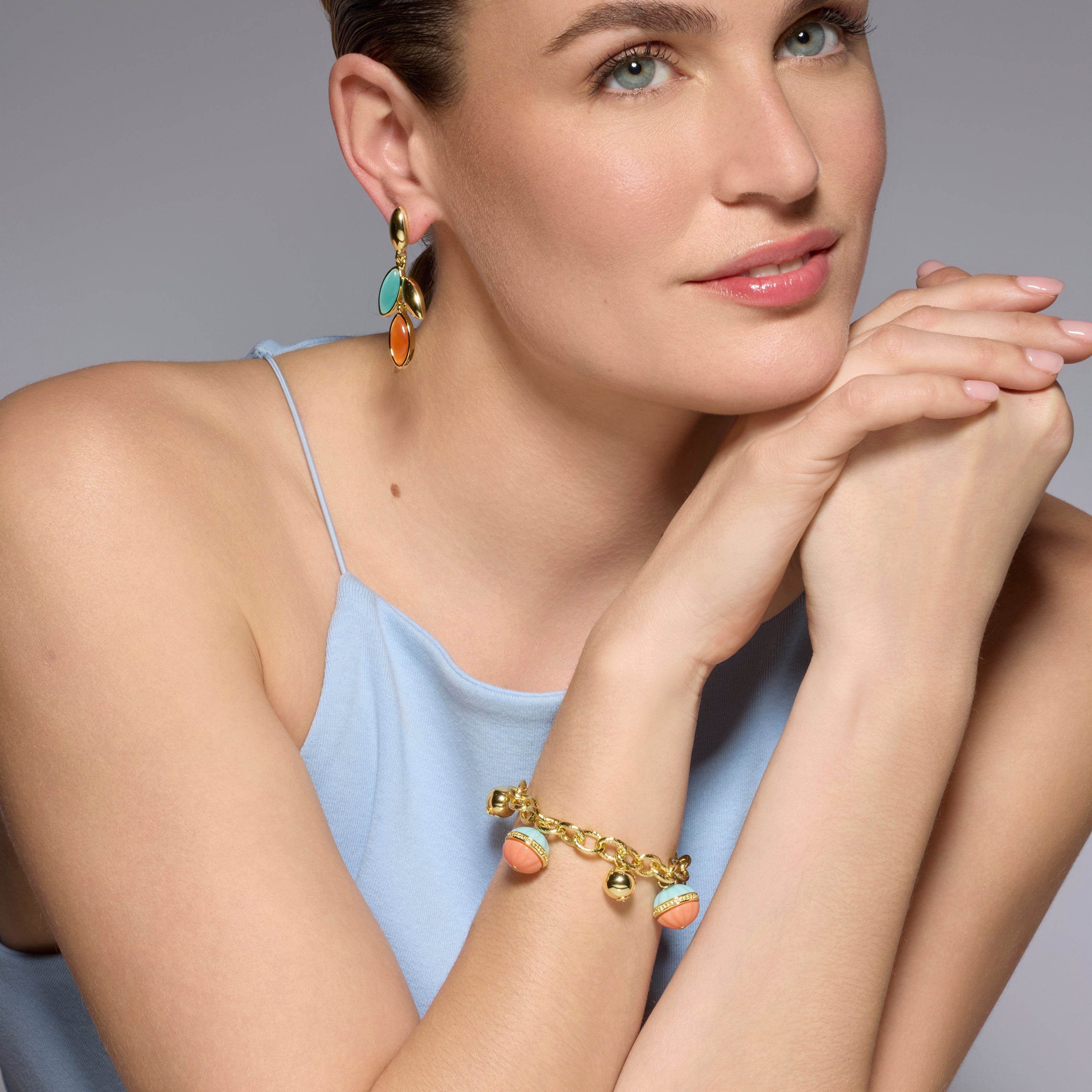 Pulsera acabado oro amarillo de 18k y Resina Multicolor - Derko