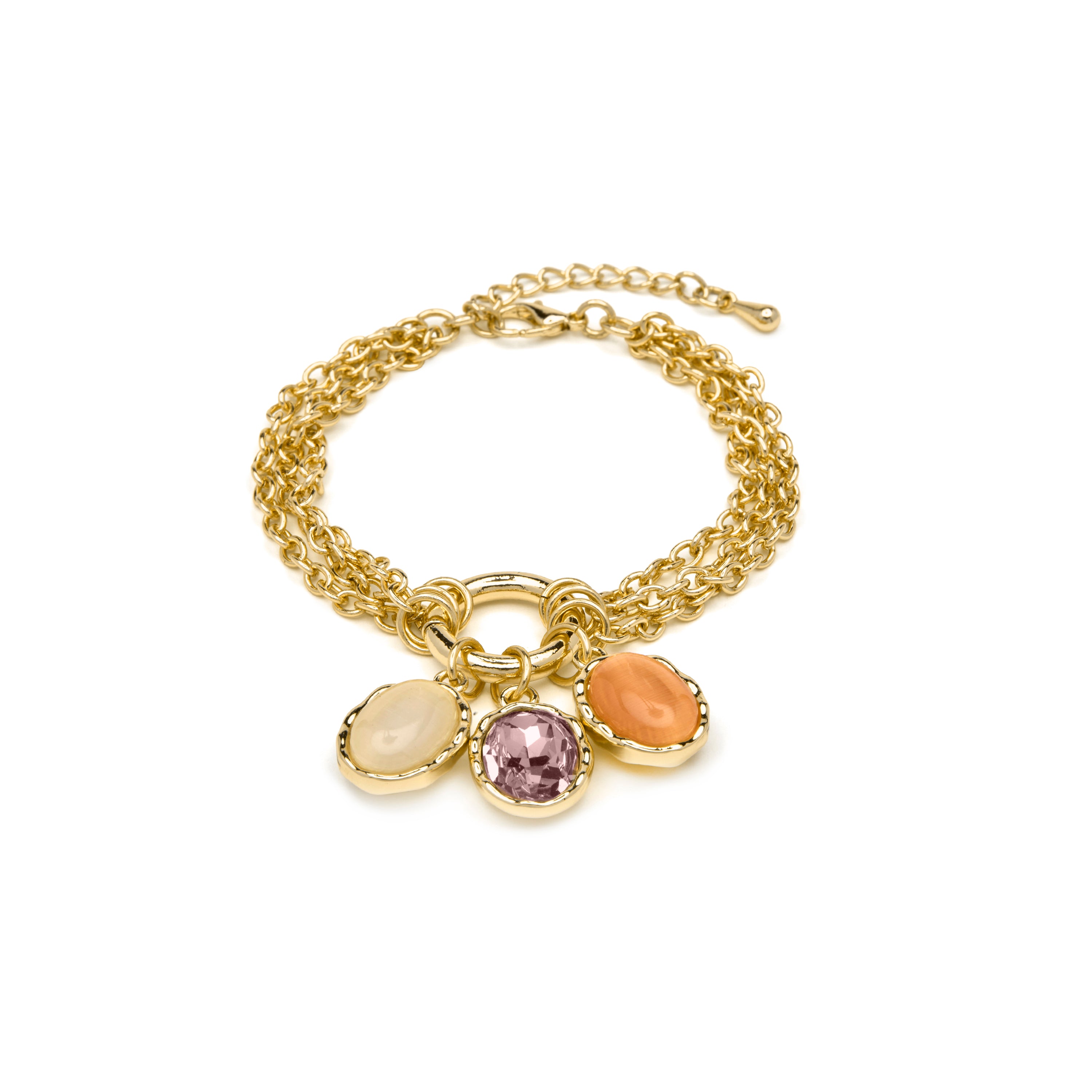 Pulsera de Ojo de Gato Multicolor acabado en oro amarillo 18k - Zalya