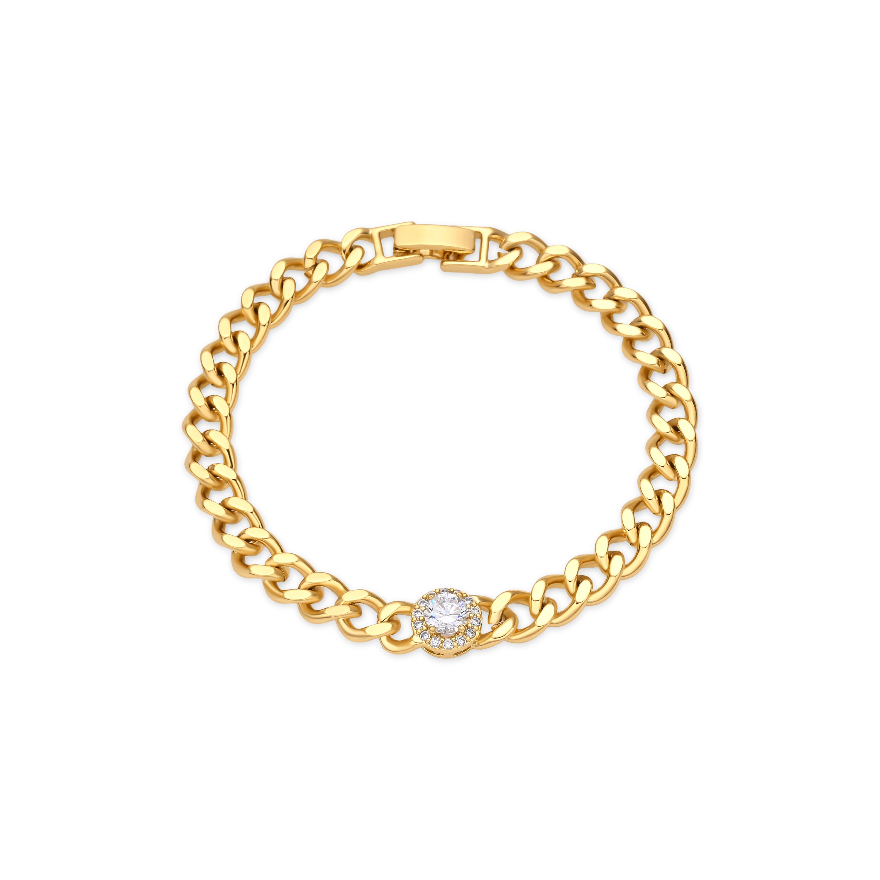Pulsera de Circonita Brillante acabado en oro amarillo de 18k - Mimiya