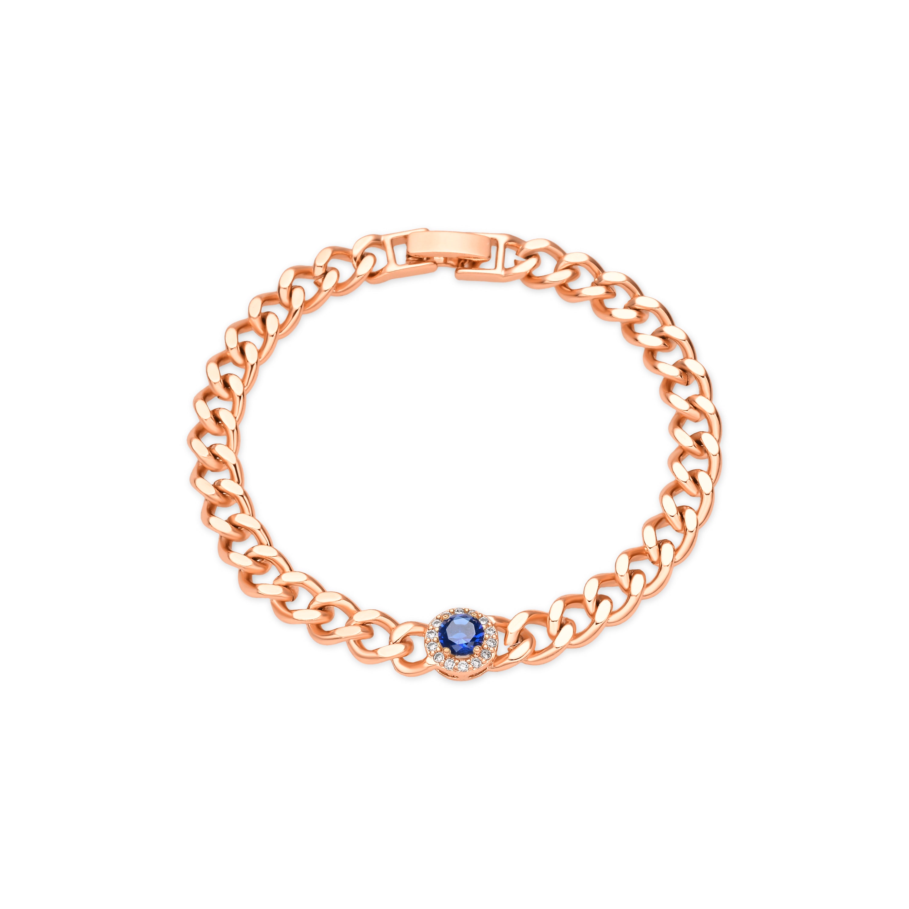 Pulsera de Circonita Zafiro acabado en oro amarillo de 18k - Mimiya