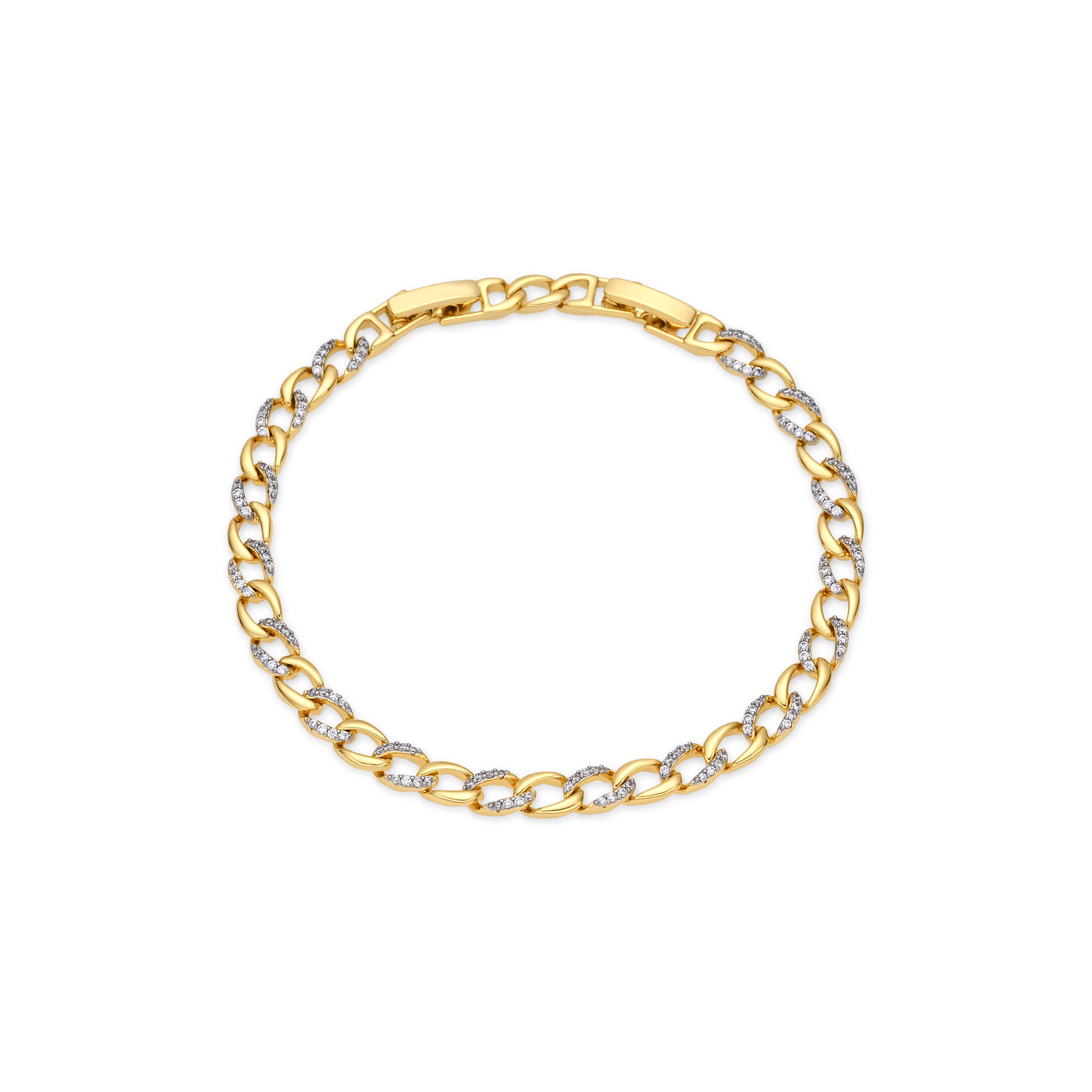 Pulsera de Circonita Brillante acabado en oro amarillo de 18k - Lorla