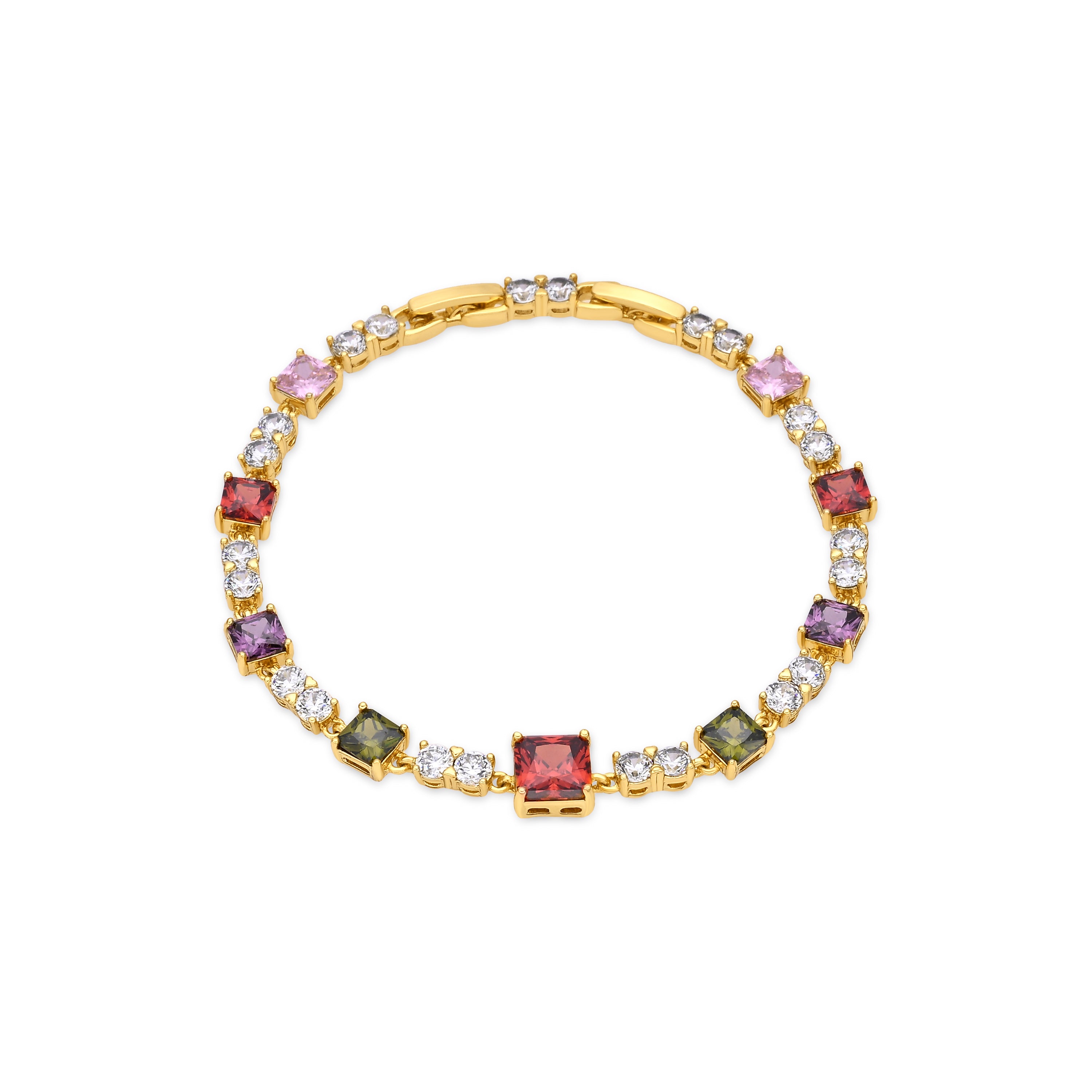Pulsera de Circonita Multicolor acabado en oro amarillo de 18k - Khoy