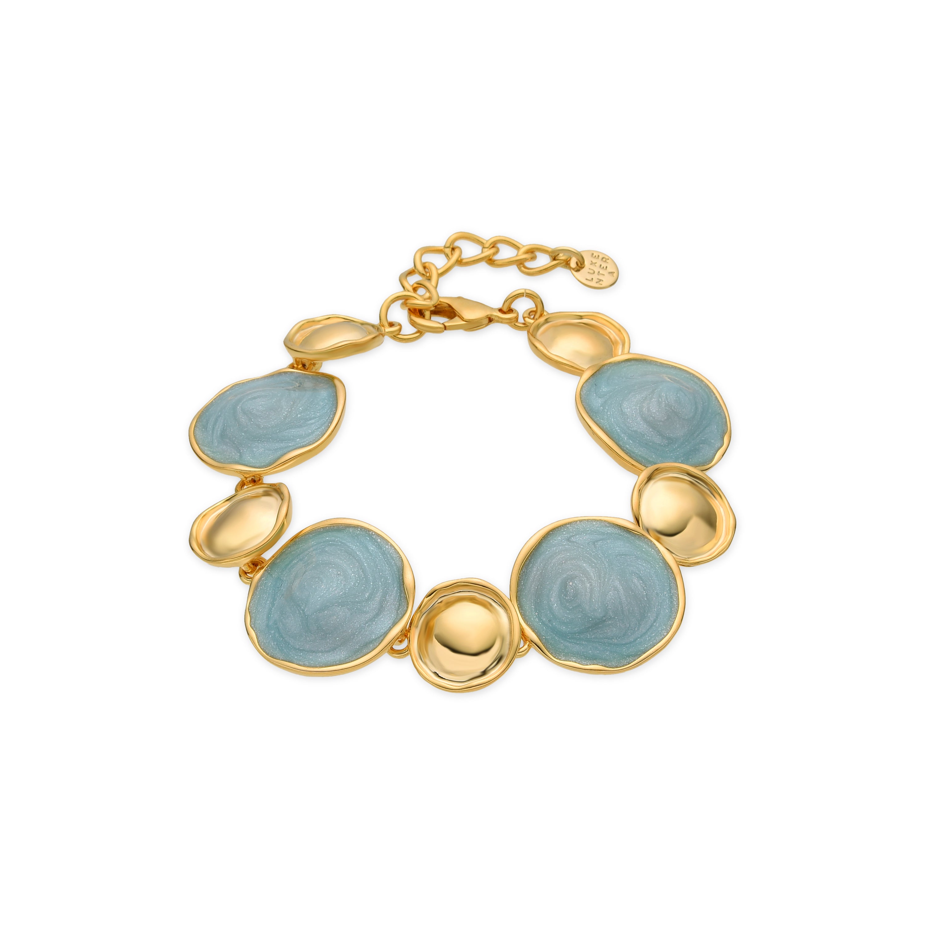 Pulsera acabado oro amarillo de 18k y Lacado Azul - Huldio