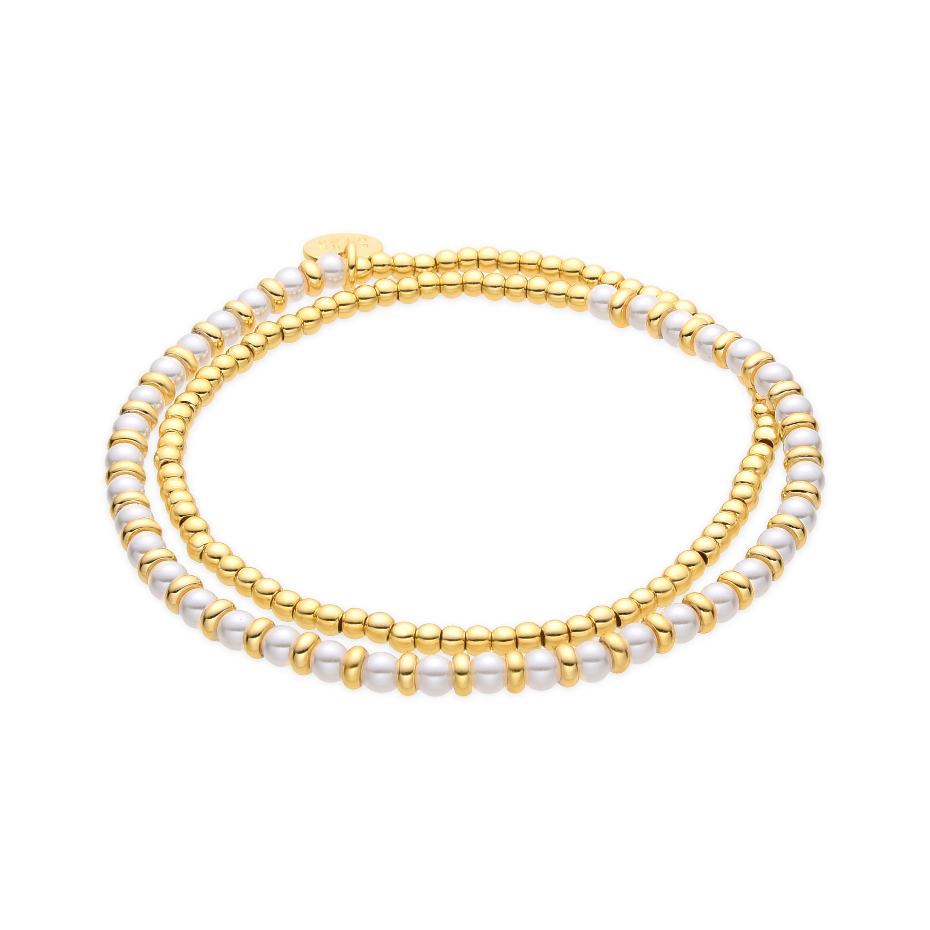 Pulsera acabado oro amarillo de 18k y Madreperla Blanca - Biraya