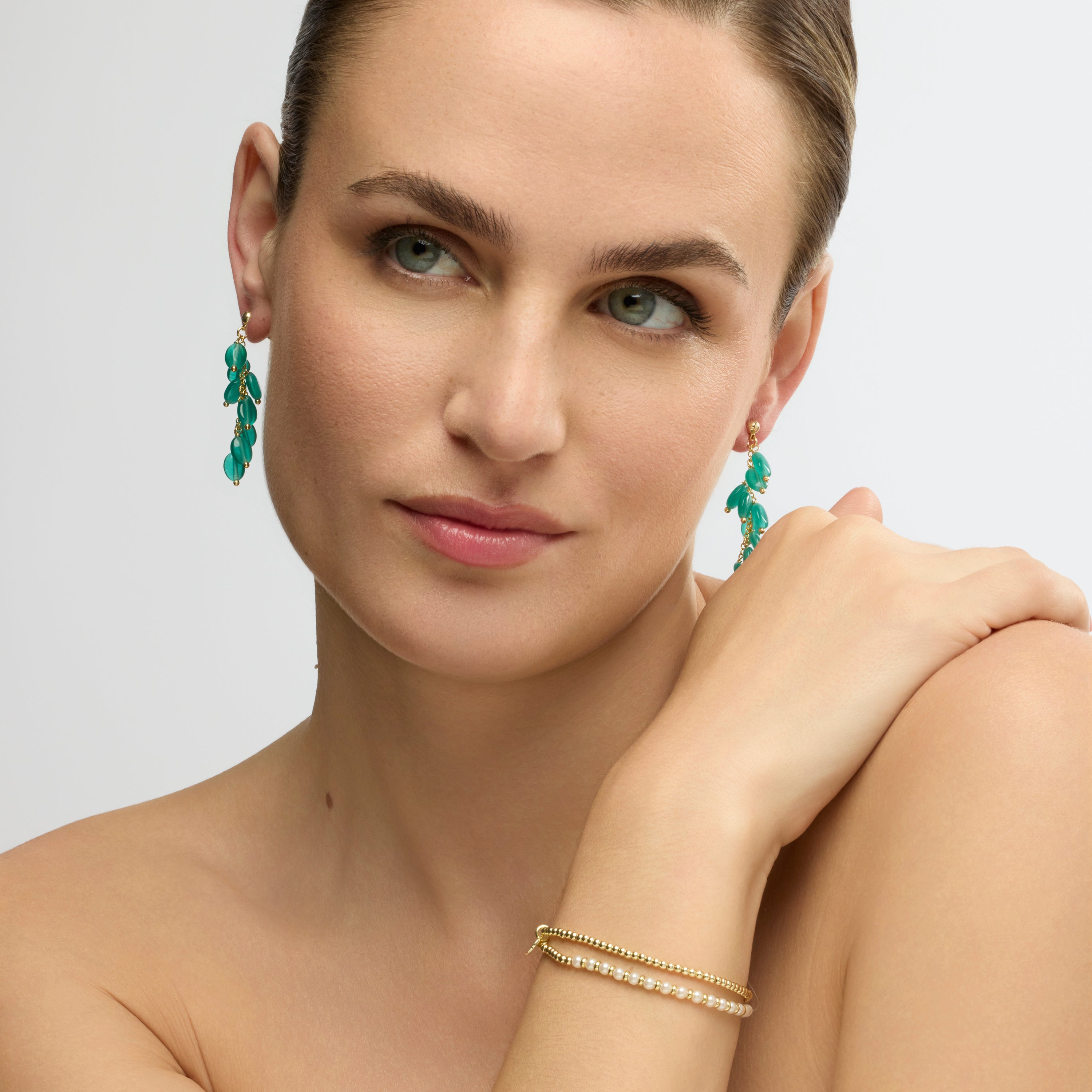 Pulsera acabado oro amarillo de 18k y Madreperla Blanca - Biraya