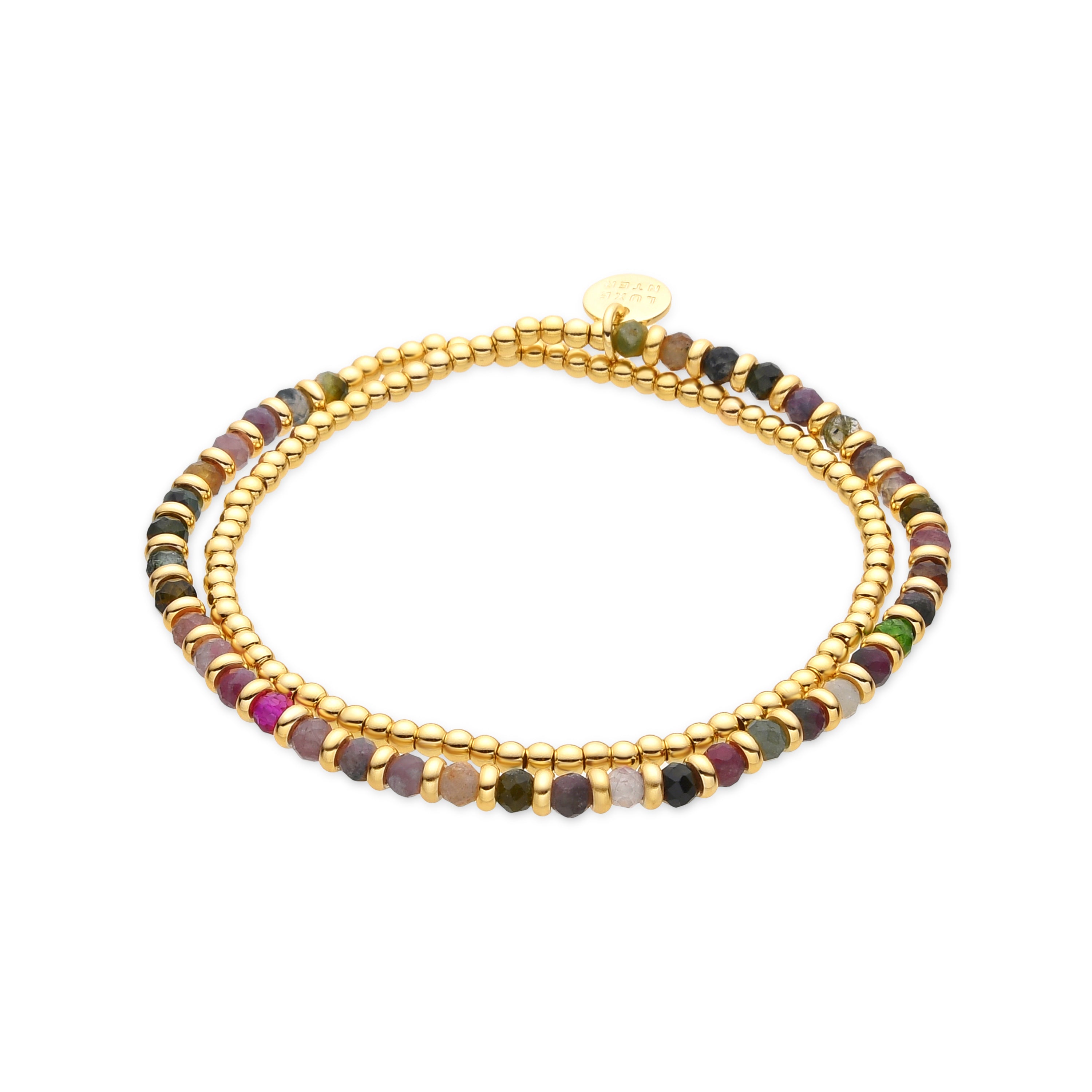 Pulsera acabado oro amarillo de 18k y Turmalina Multicolor - Biraya
