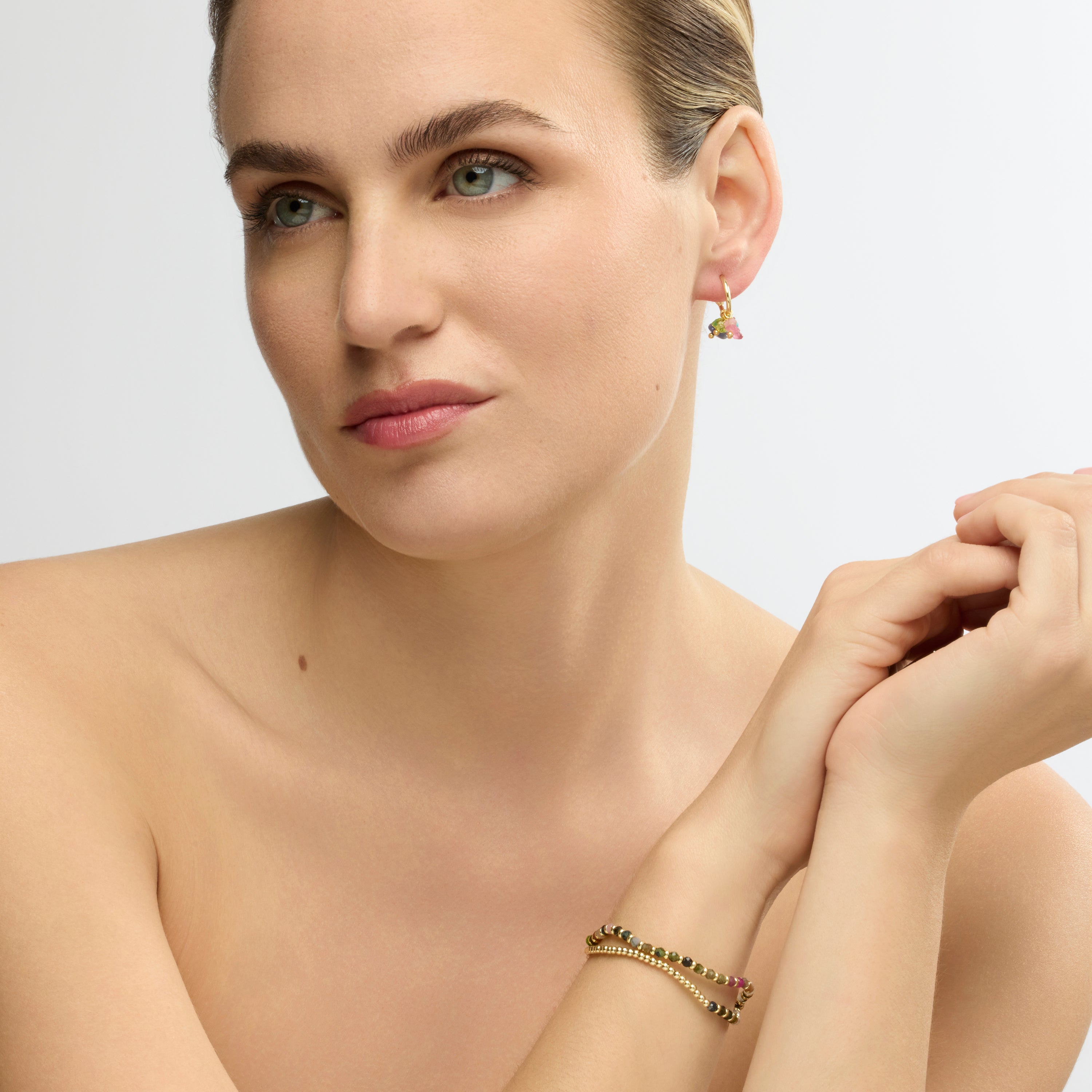 Pulsera acabado oro amarillo de 18k y Turmalina Multicolor - Biraya