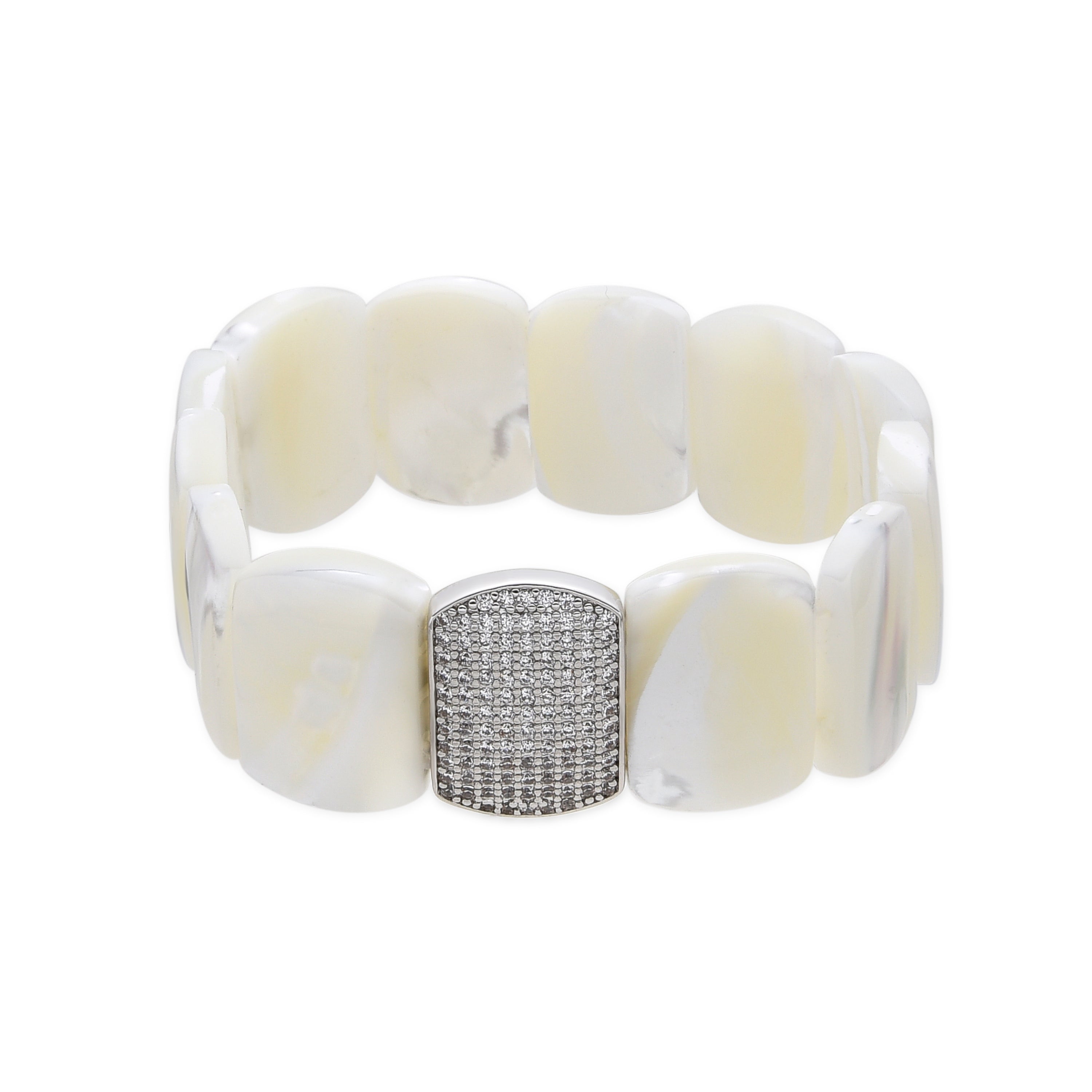 Pulsera acabado plata y Madreperla Blanca - Nawar