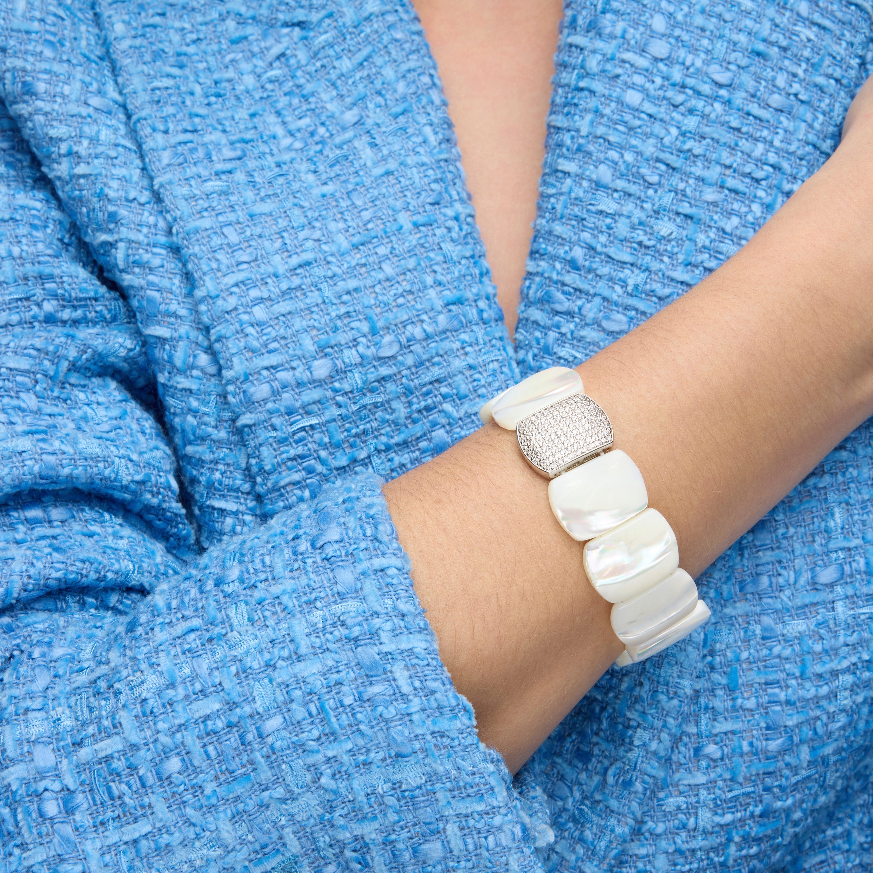 Pulsera acabado plata y Madreperla Blanca - Nawar