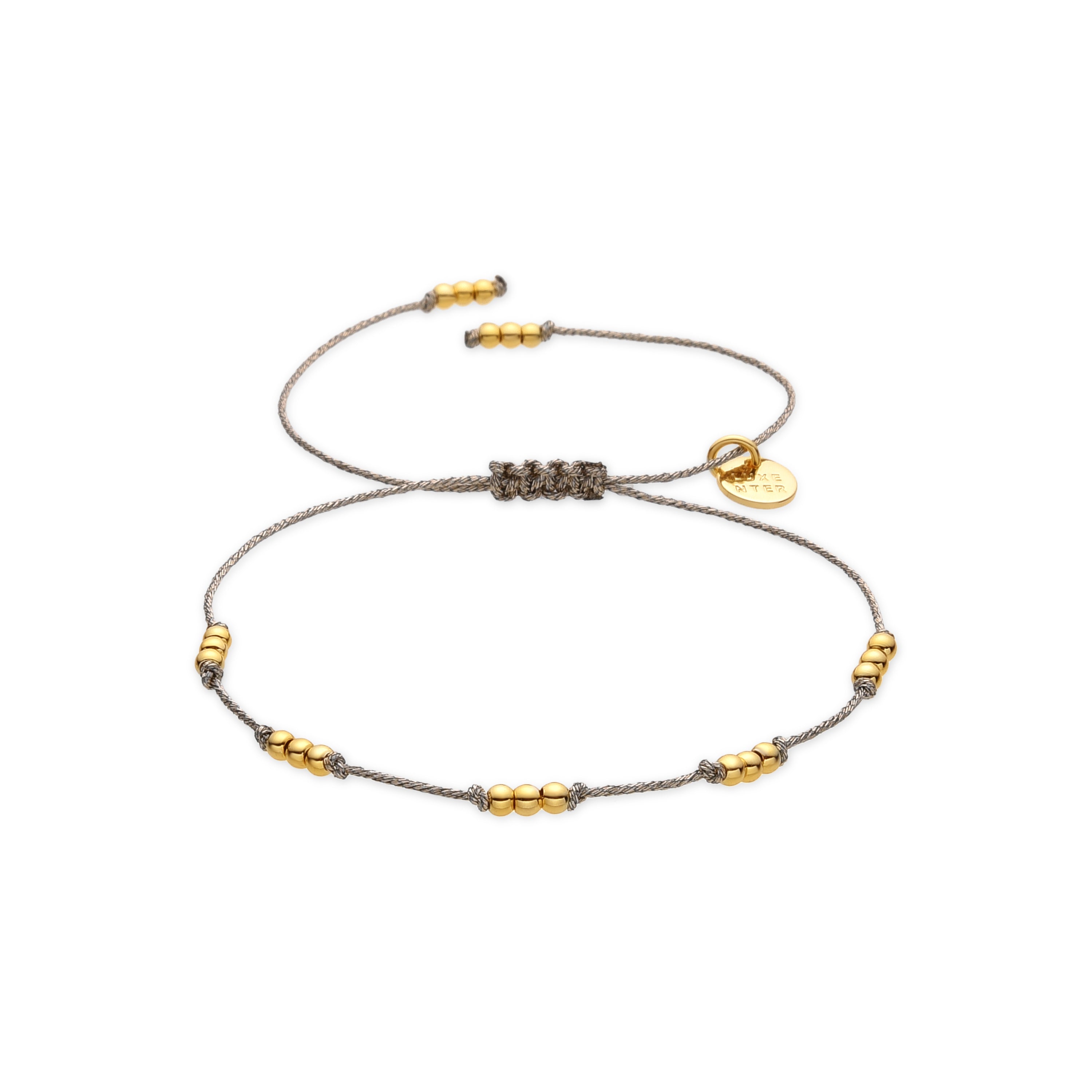 Pulsera acabado oro amarillo de 18k y Algodon Amarillo - Ekilo