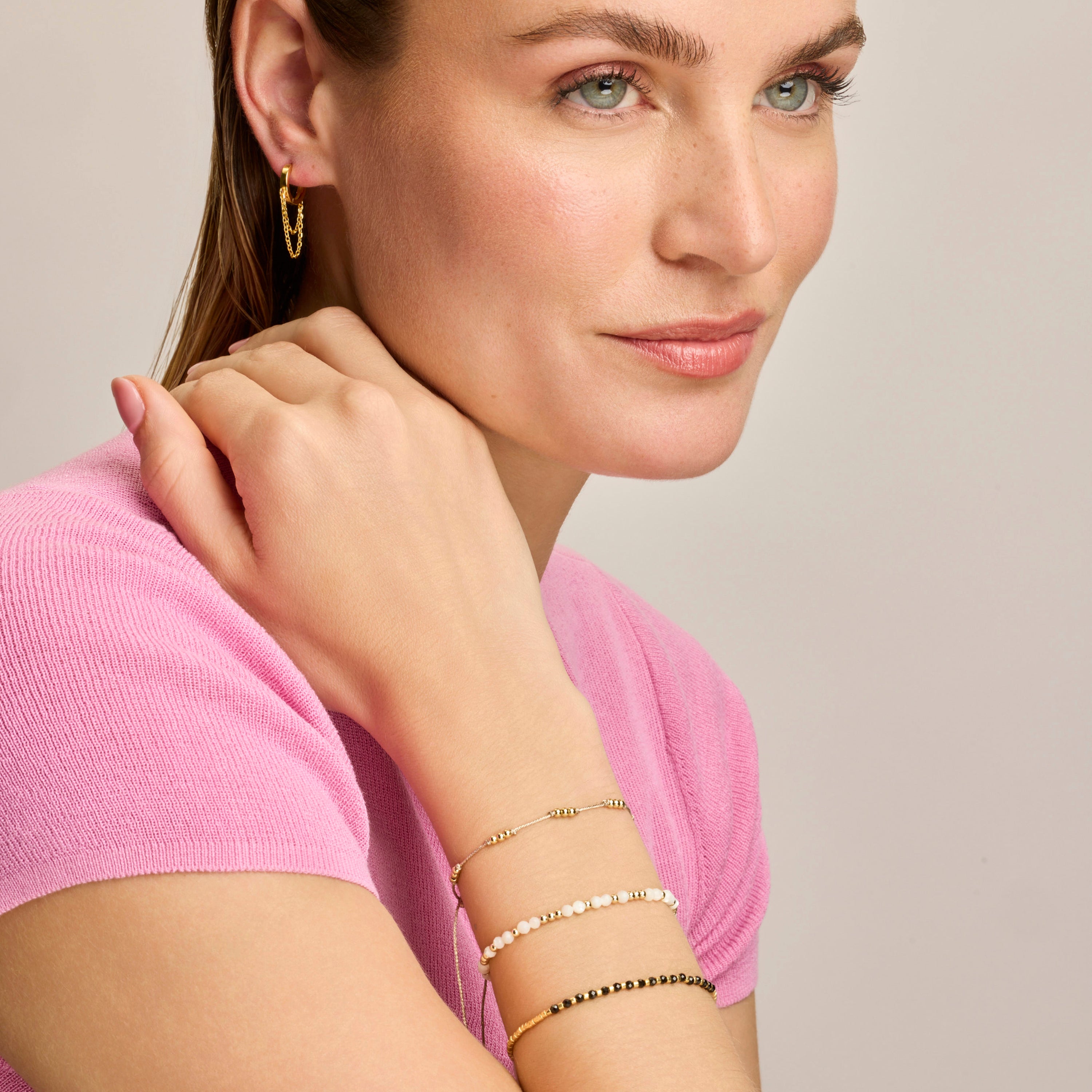 Pulsera acabado oro amarillo de 18k y Algodon Amarillo - Ekilo