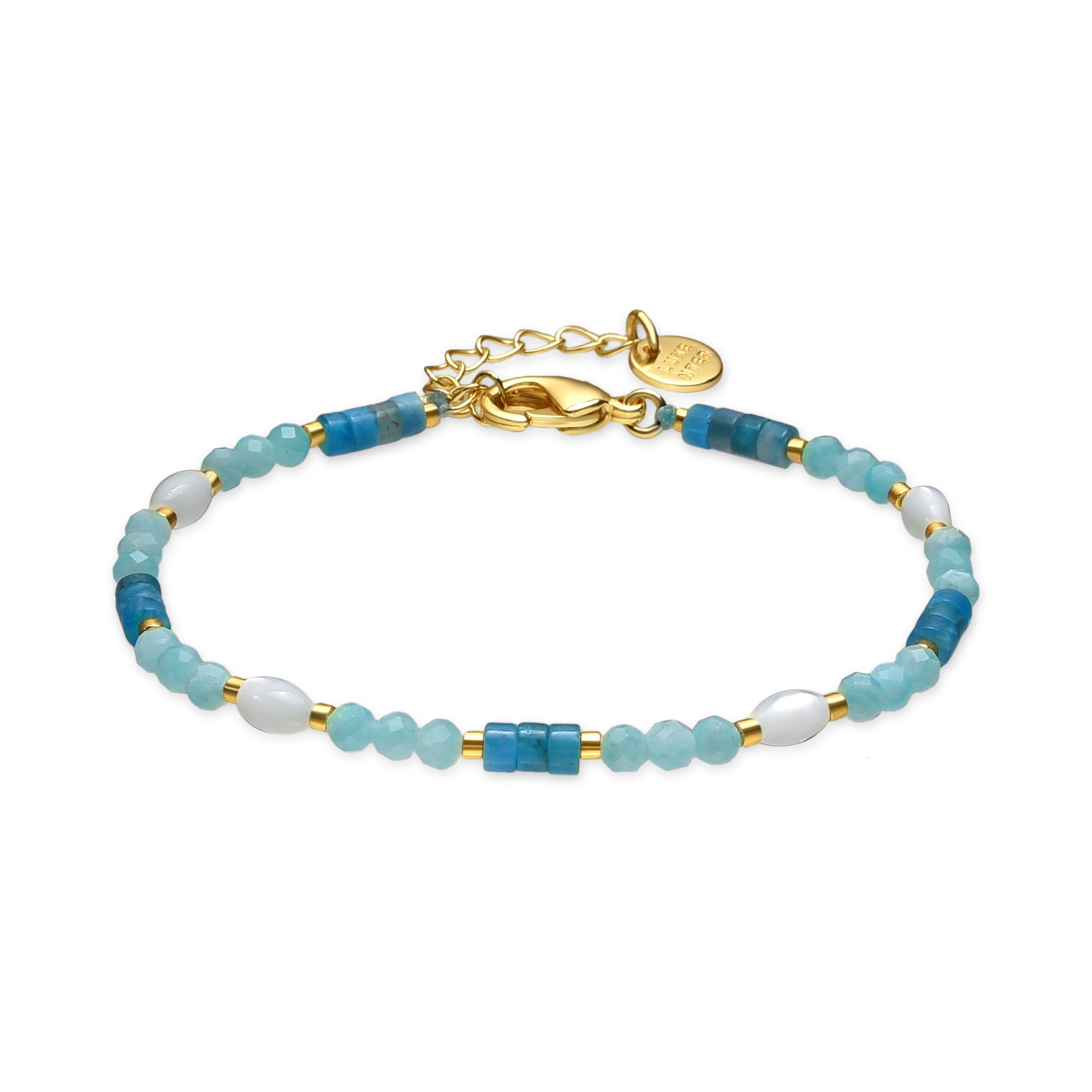 Bracciale finitura oro giallo 18k e Amazonite - Kico