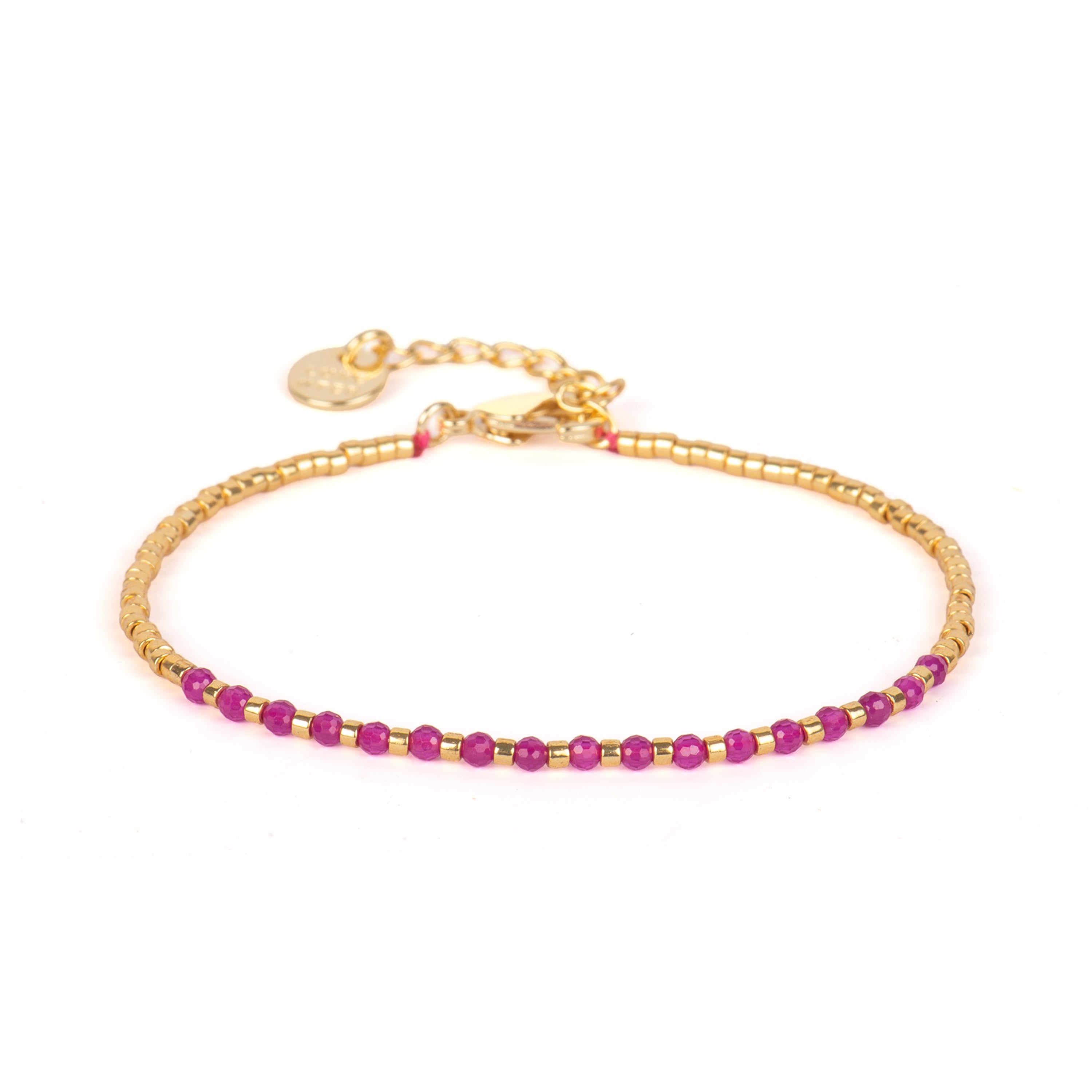 Pulsera acabado oro amarillo de 18k y Circonita Rubí - Thraya
