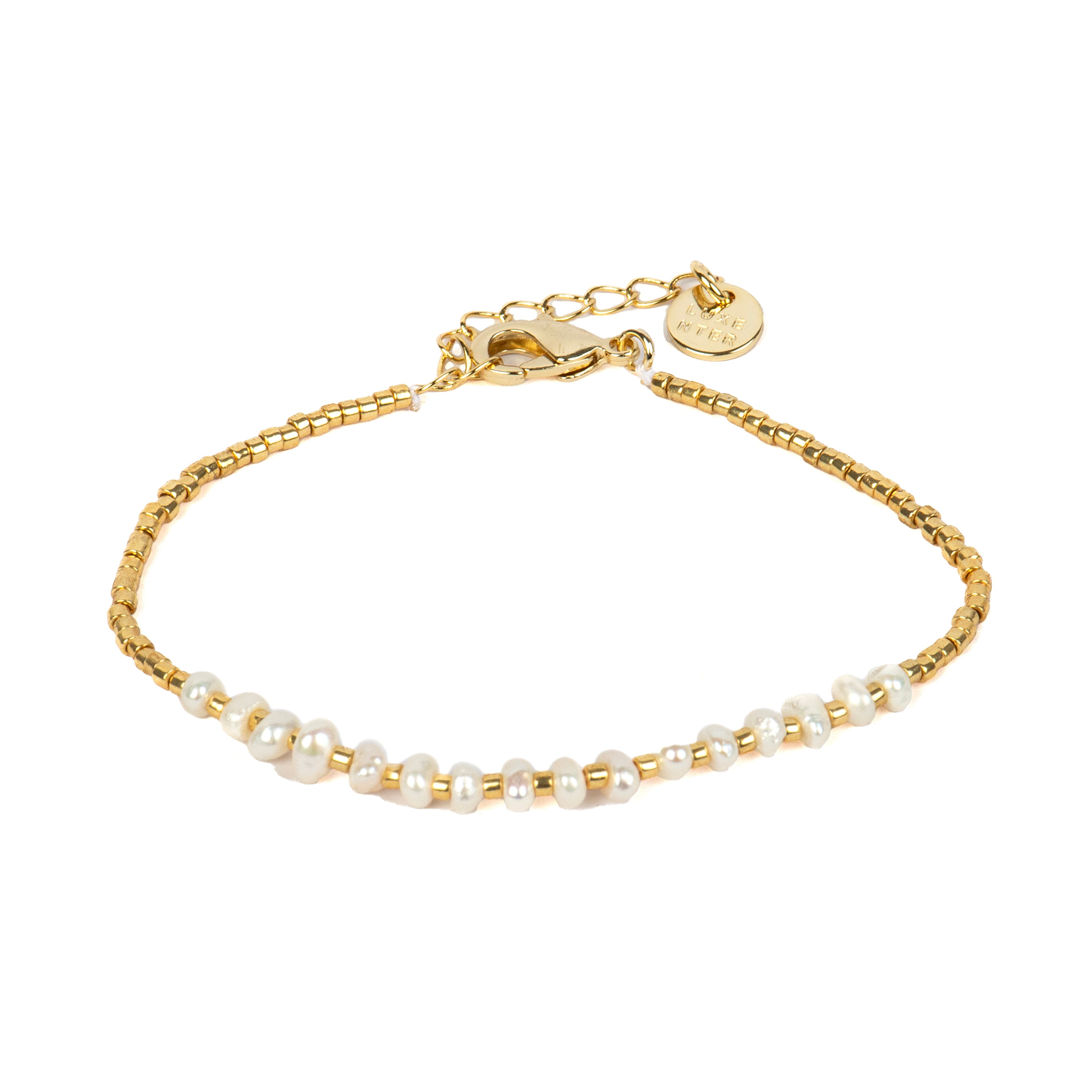 Pulsera acabado oro amarillo de 18k y Perla Blanca - Thraya