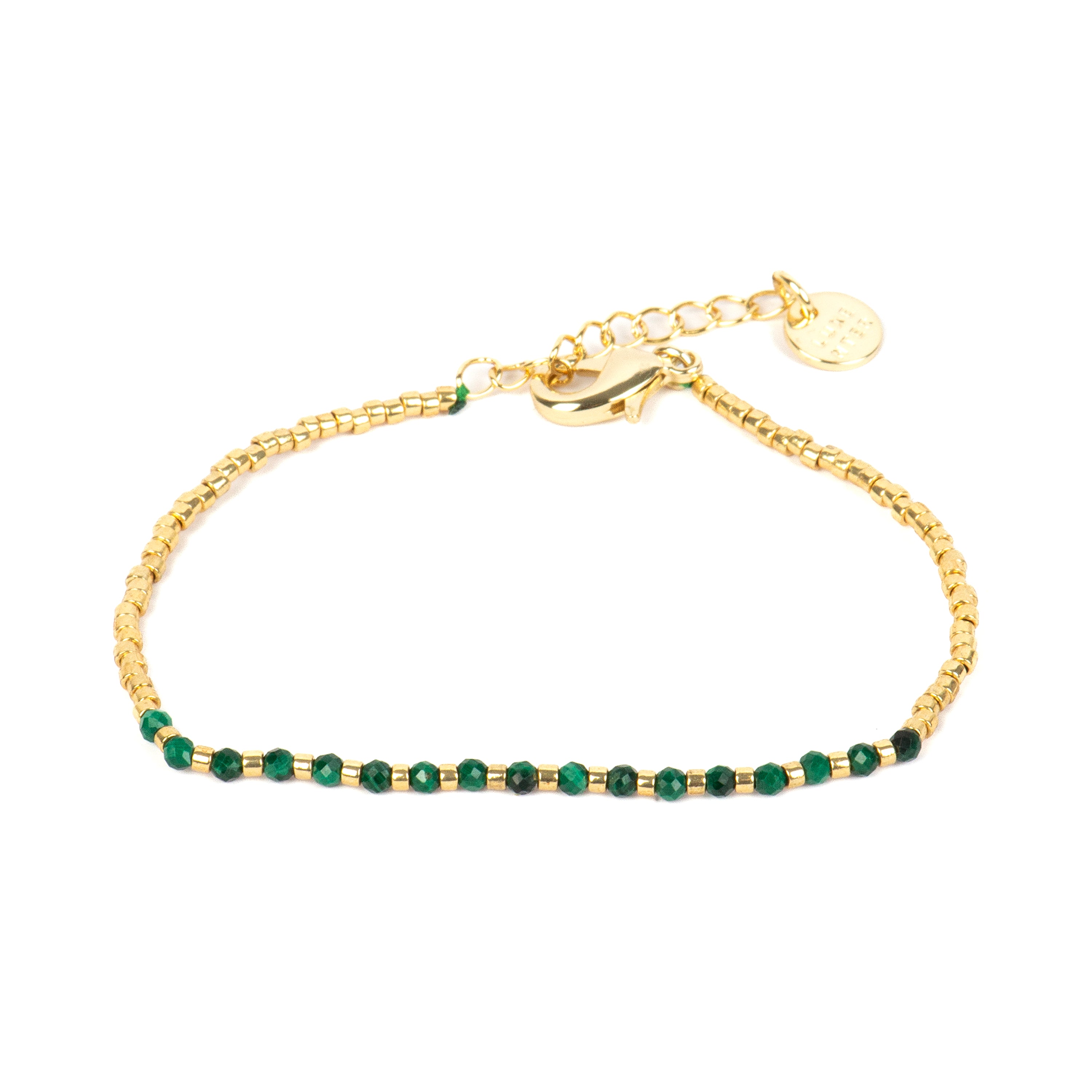 Pulsera acabado oro amarillo de 18k y Malaquita - Thraya