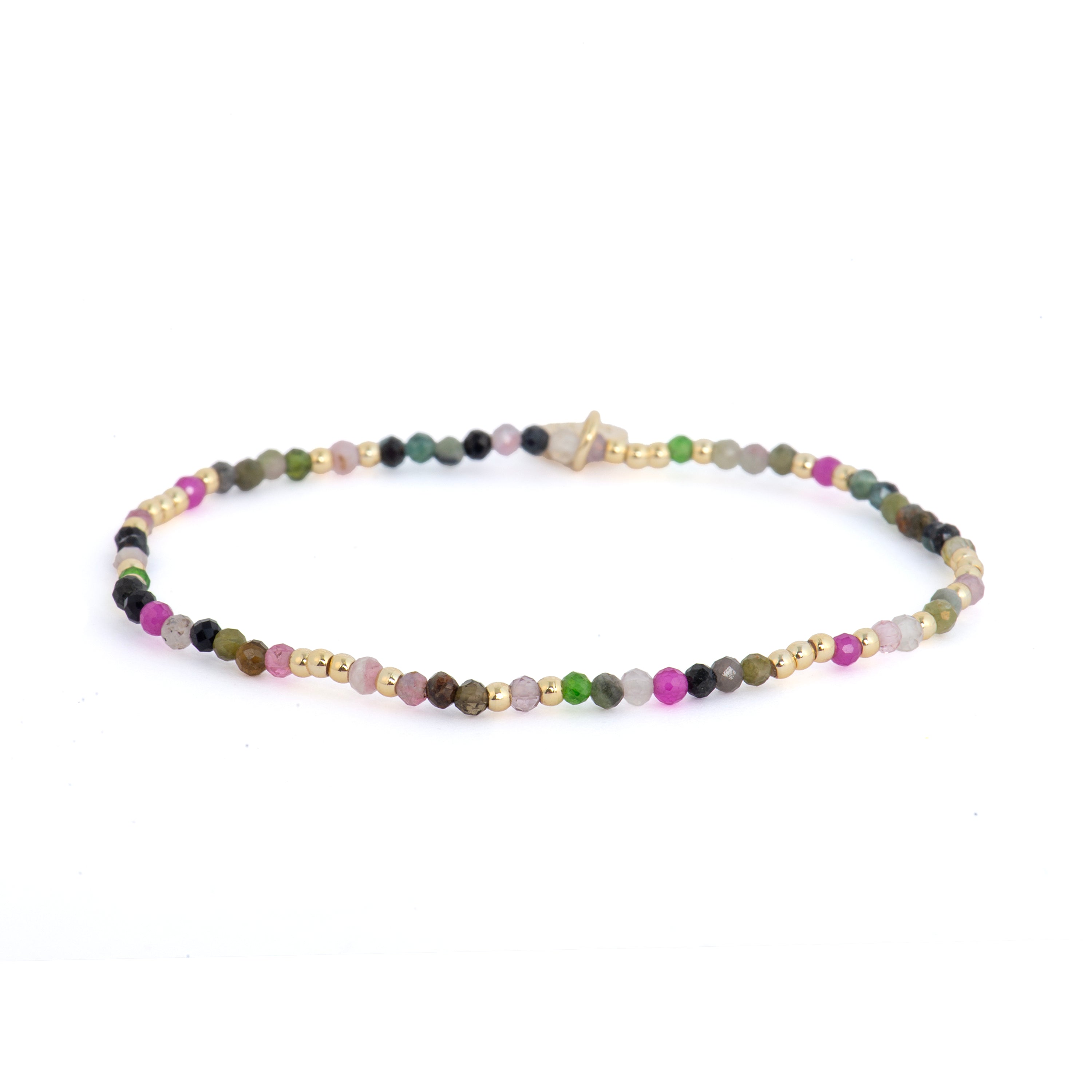Pulsera acabado oro amarillo de 18k y Turmalina Multicolor - Midxi