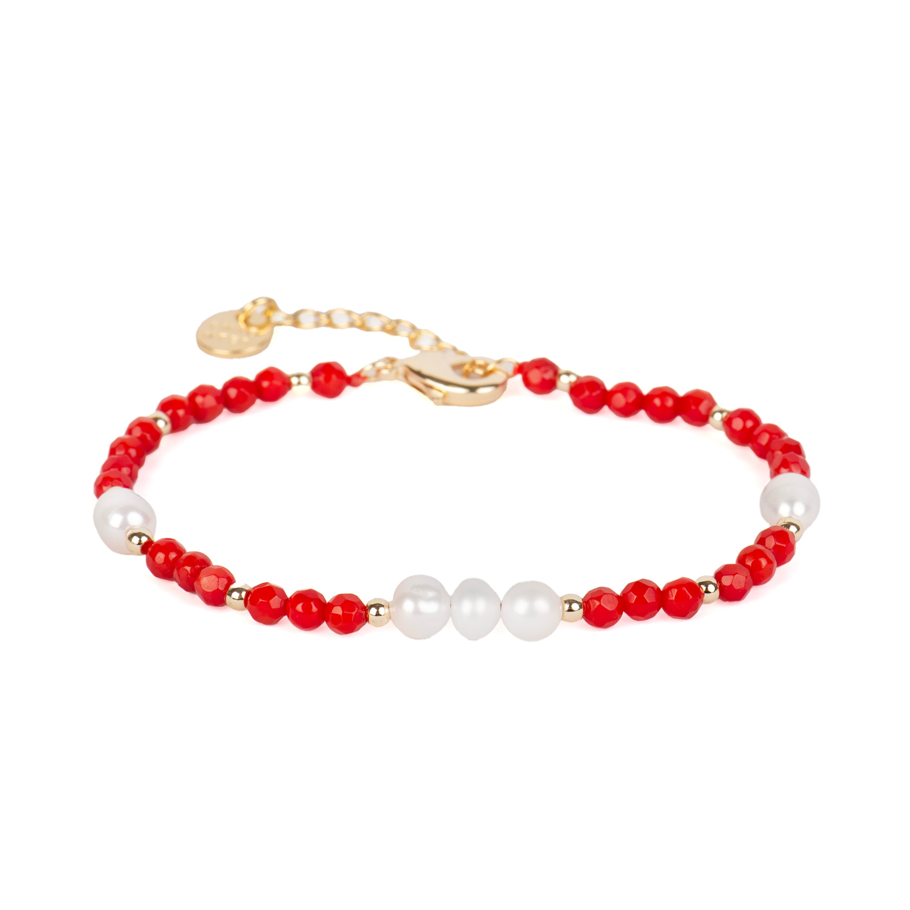 Pulsera acabado oro amarillo de 18k y Coral - Cusilk