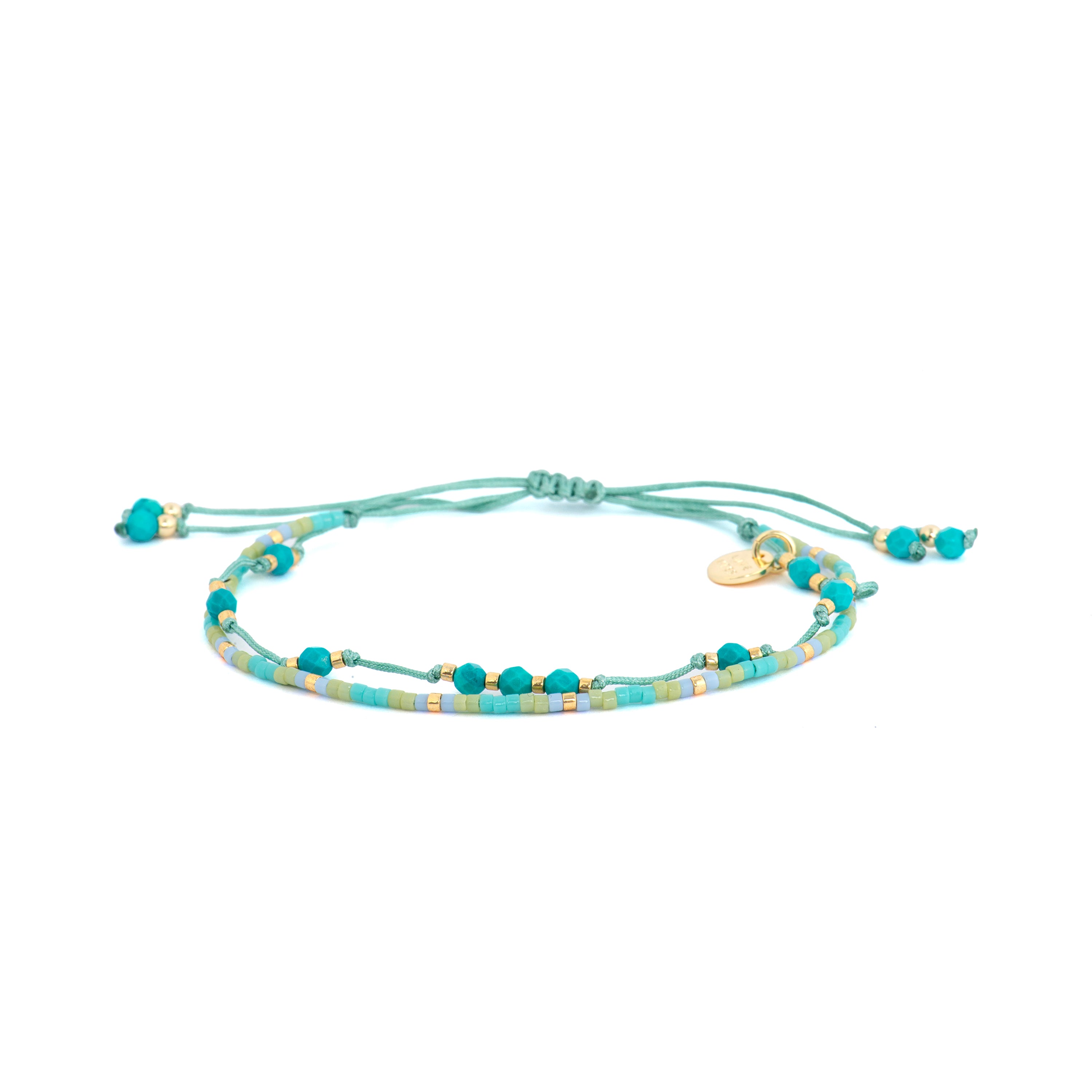 Pulsera acabado oro amarillo de 18k y Turquesa Verde - Shyo