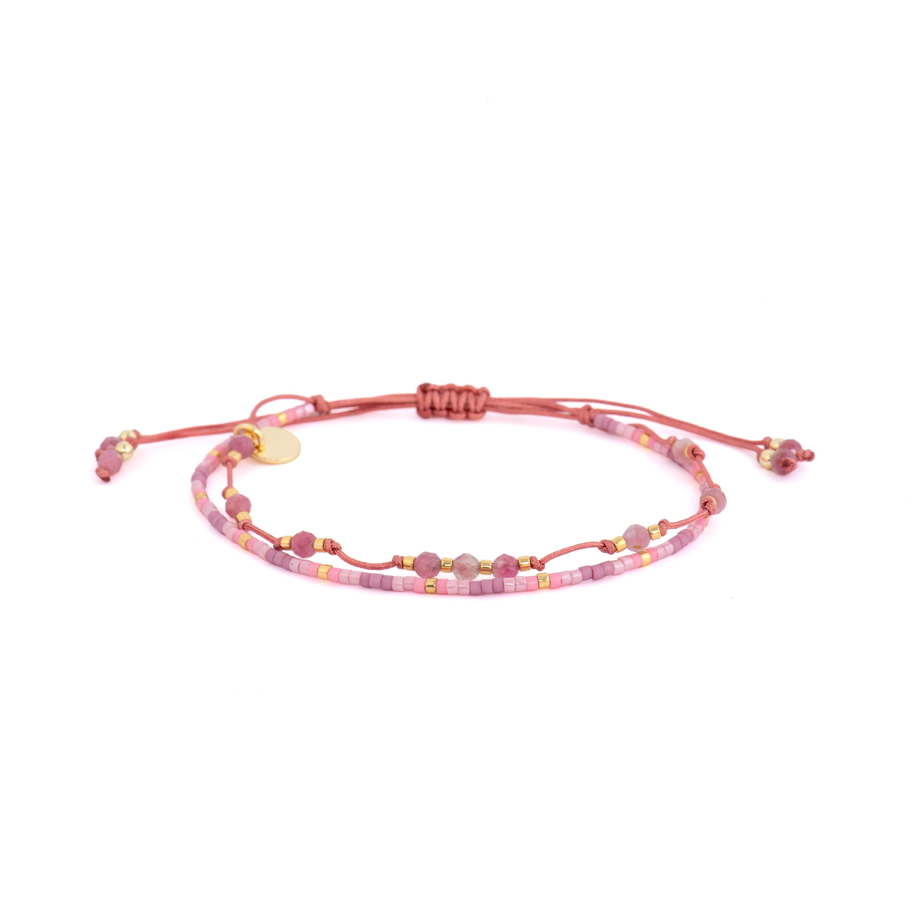 Pulsera acabado oro amarillo de 18k y Turmalina Rosa - Shyo