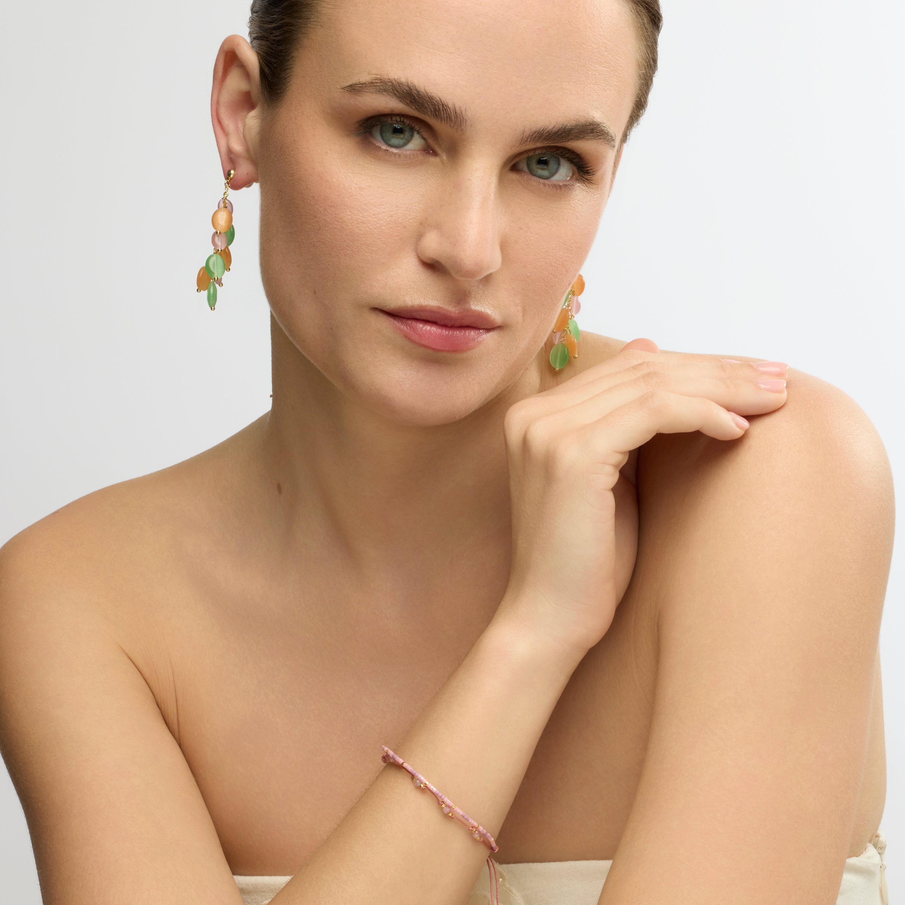 Pulsera acabado oro amarillo de 18k y Turmalina Rosa - Shyo