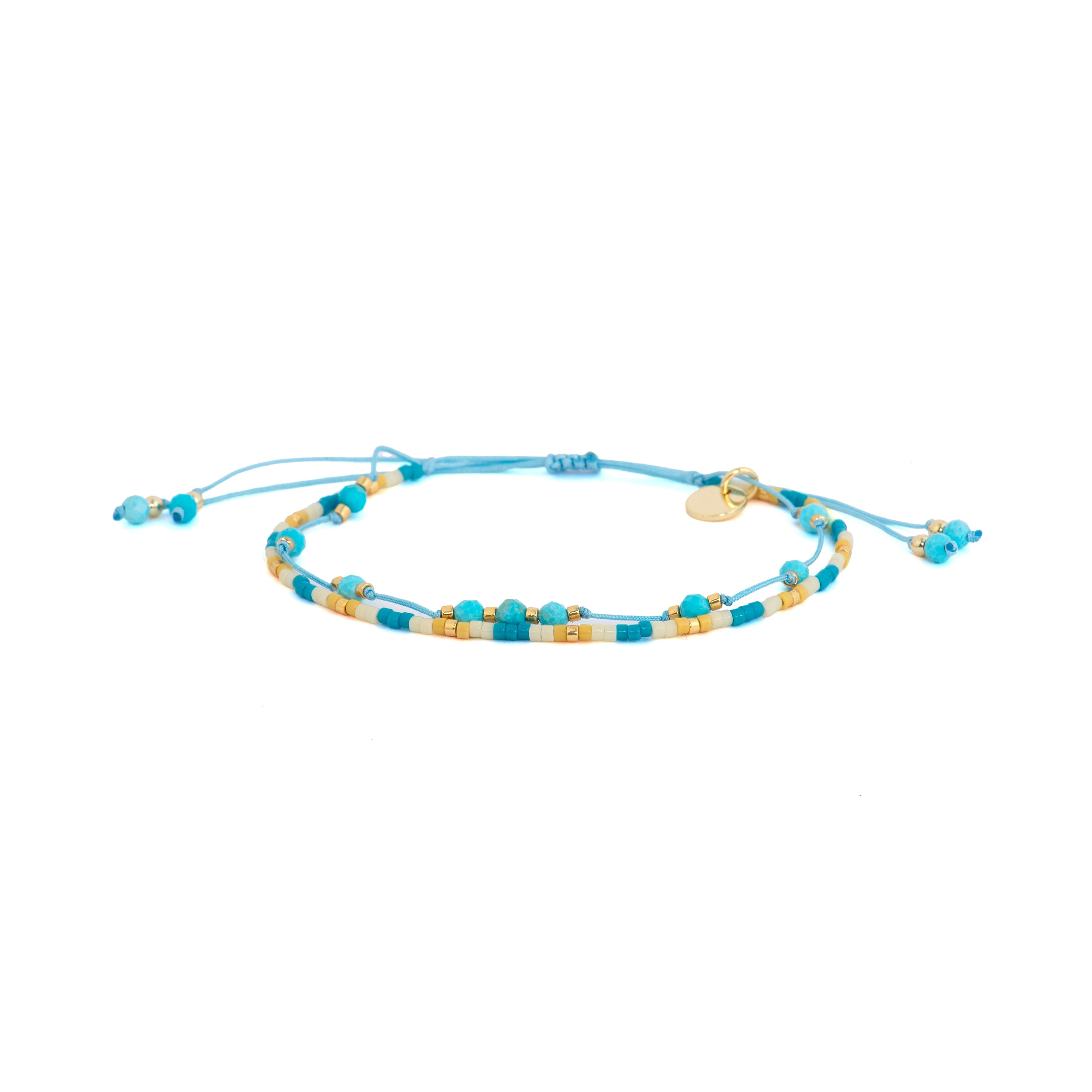 Pulsera acabado oro amarillo de 18k y Turquesa - Shyo