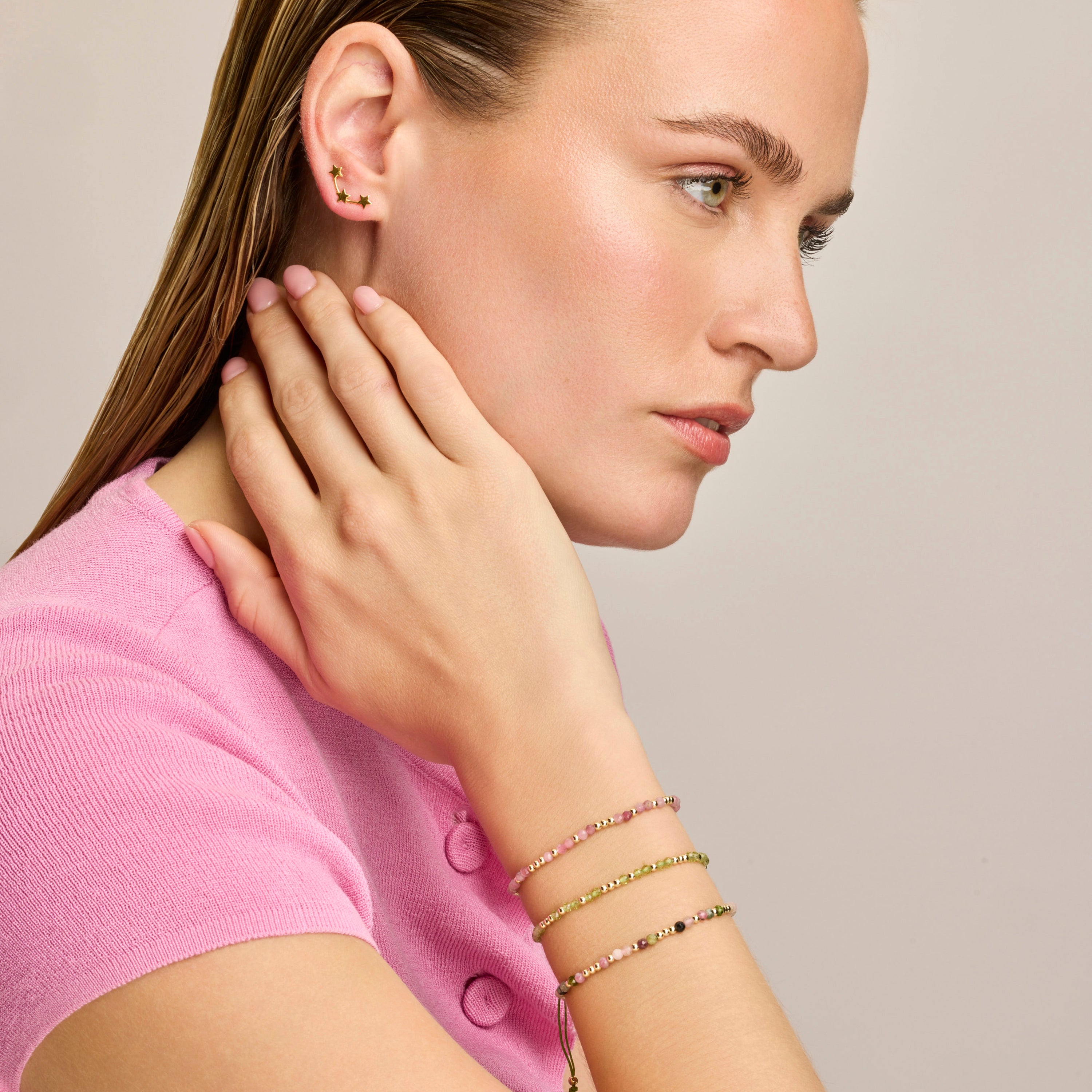 Pulsera acabado oro amarillo de 18k y Circonita Peridoto - Likah