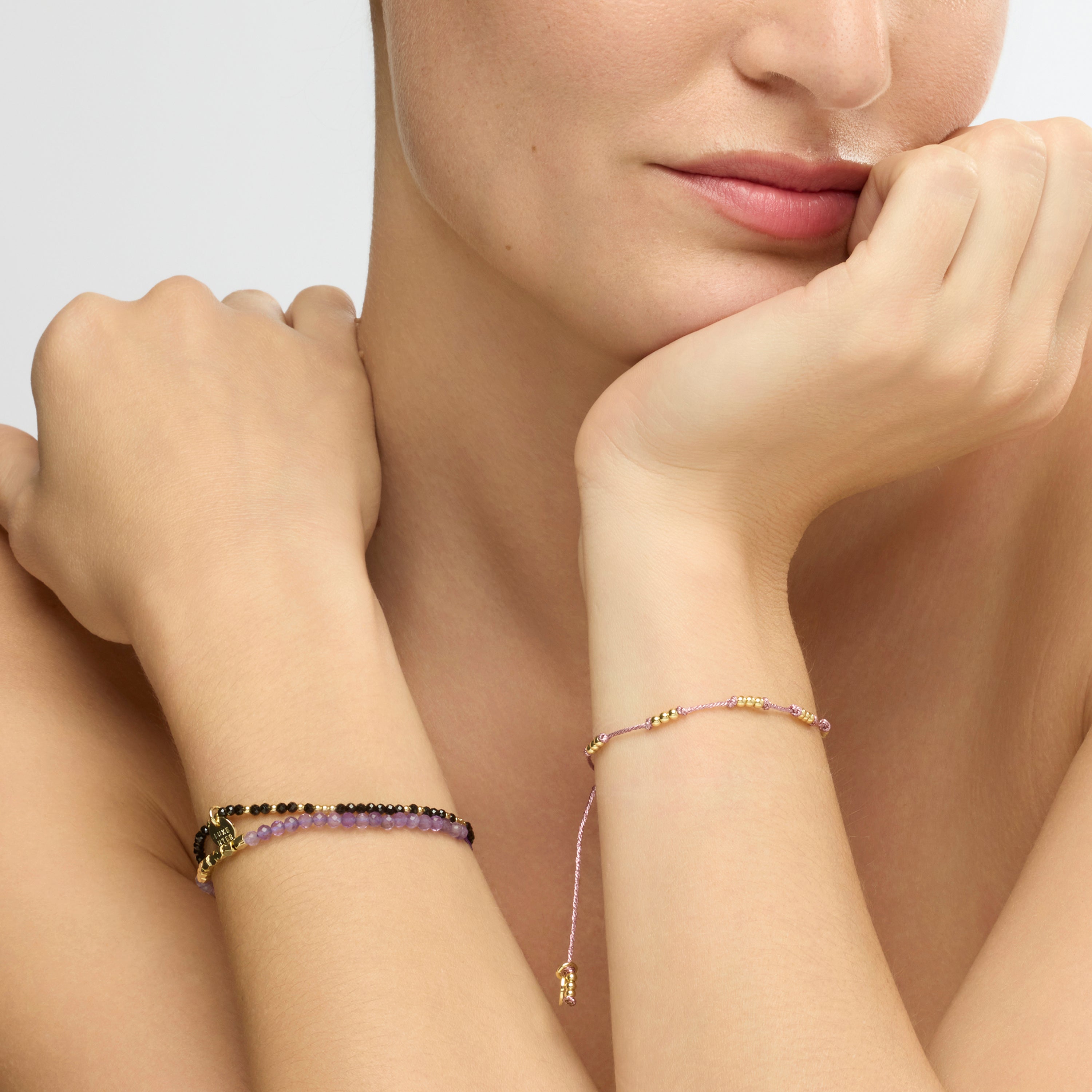 Pulsera acabado oro amarillo de 18k y Amatista Natural - Likah