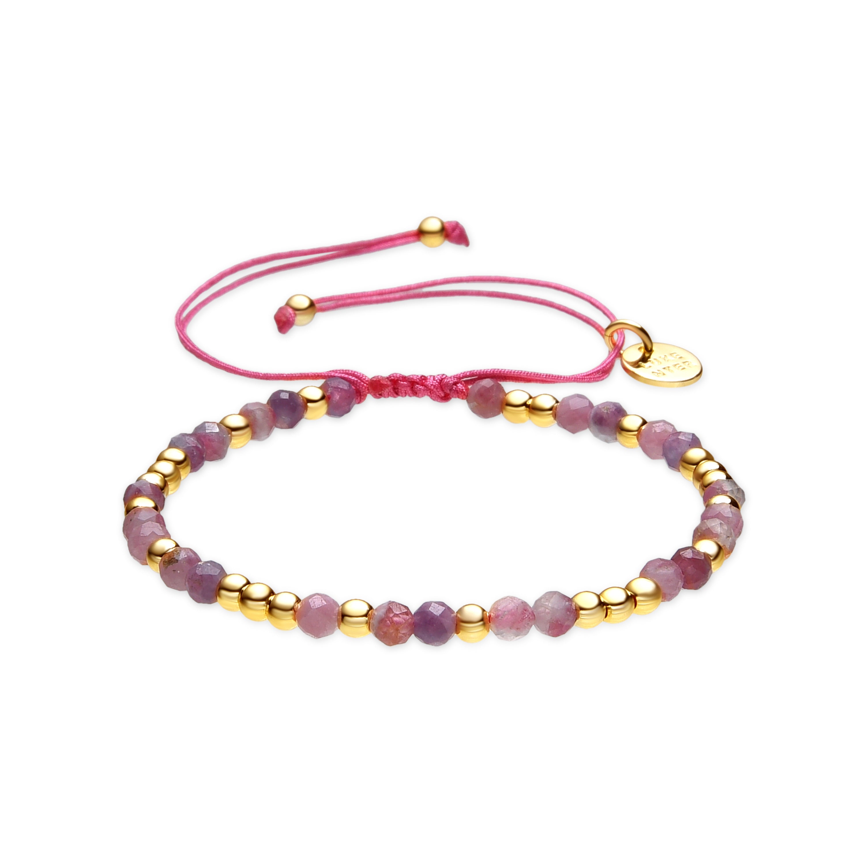 Pulsera acabado oro amarillo de 18k y Turmalina Rosa - Likah