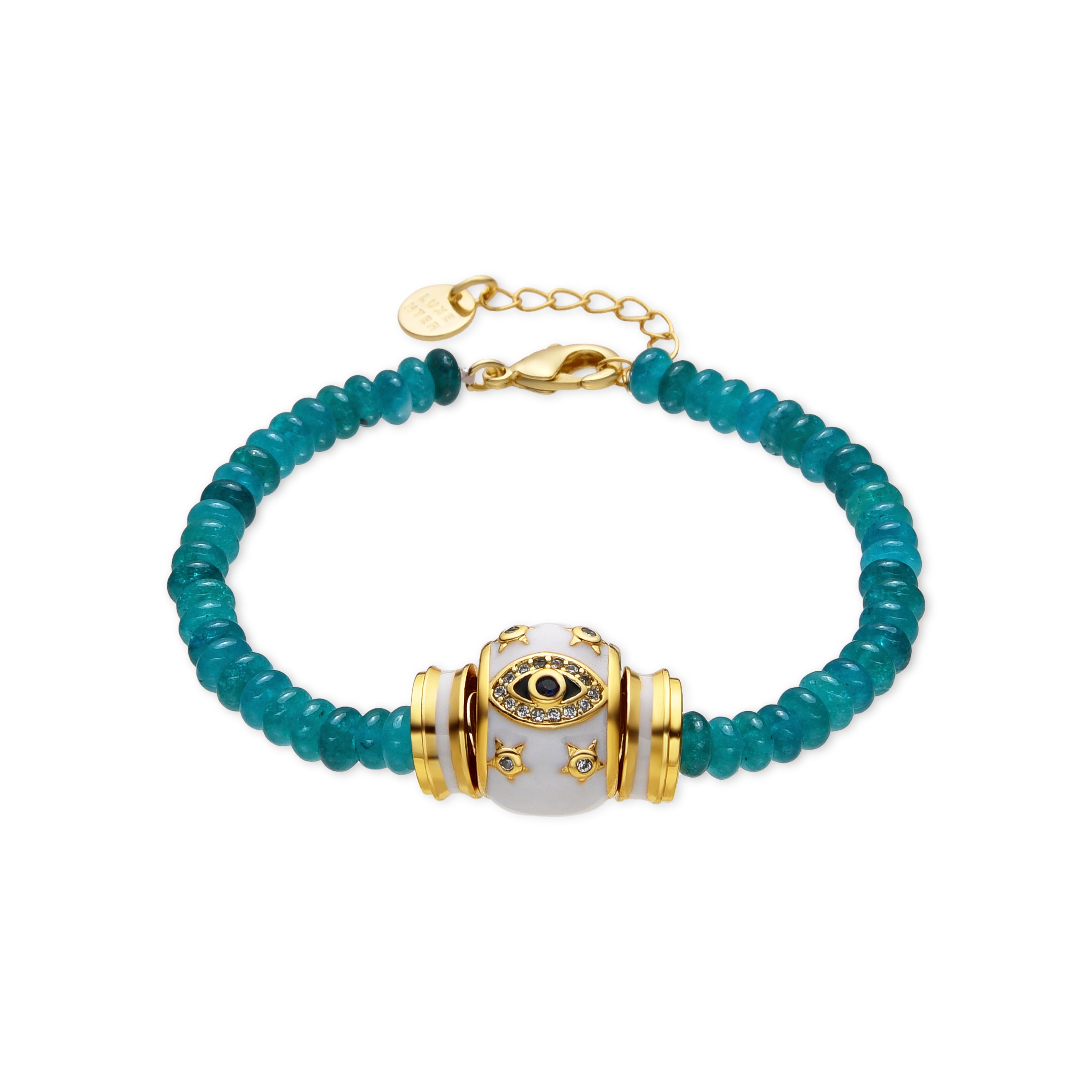 Bracciale finitura oro giallo 18k e Giada Verde - Hamco