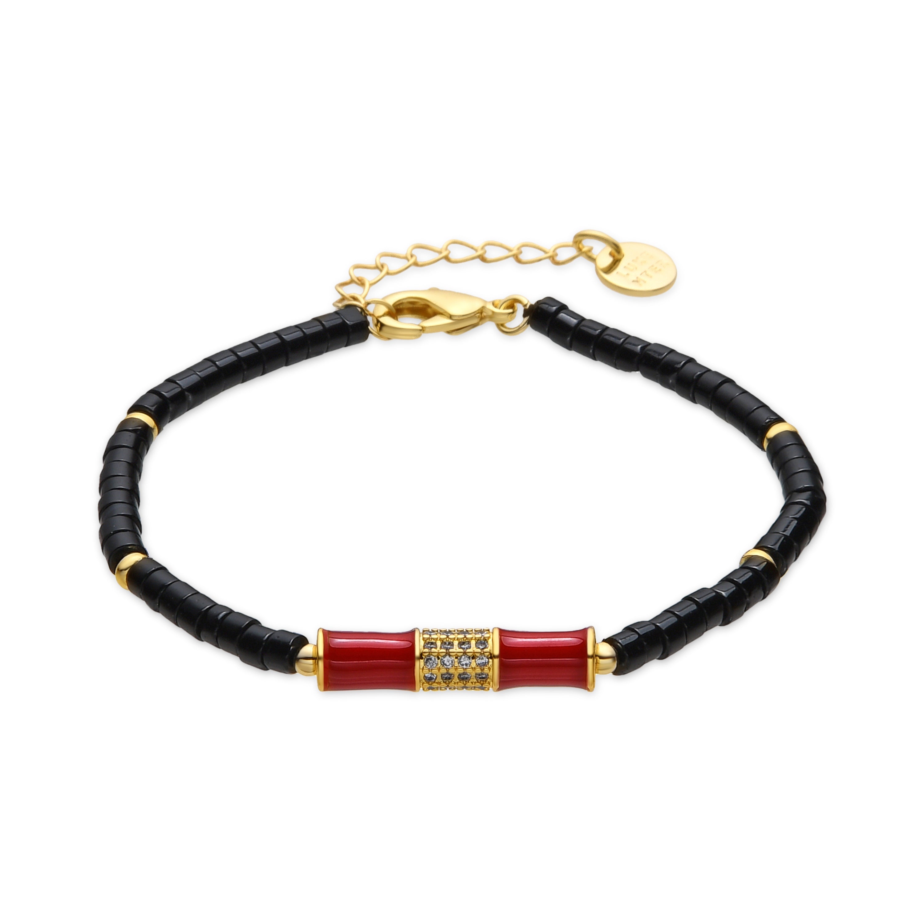 18k yellow gold finish bracelet and Onyx - Asmi