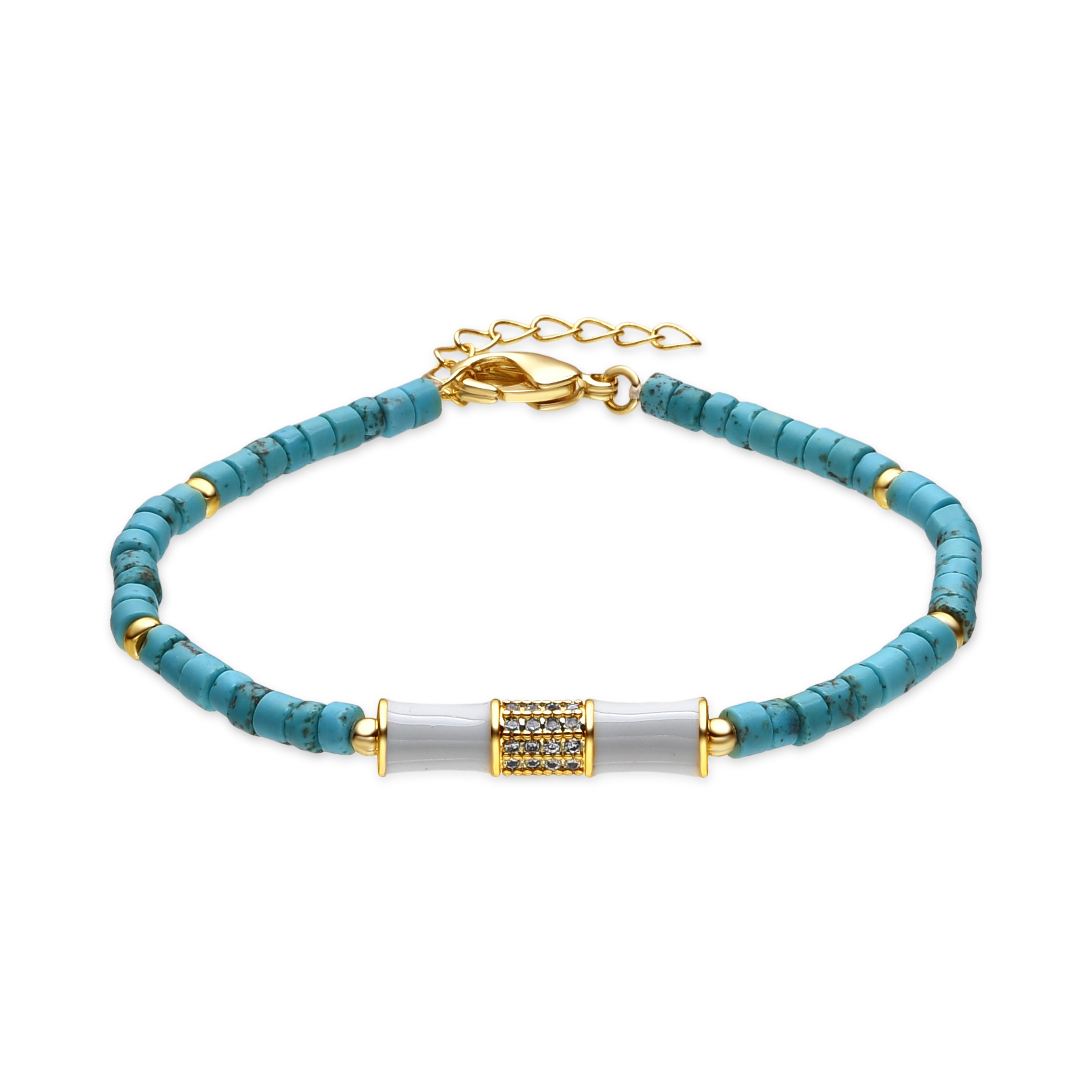 Pulsera acabado oro amarillo de 18k y Turquesa - Asmi