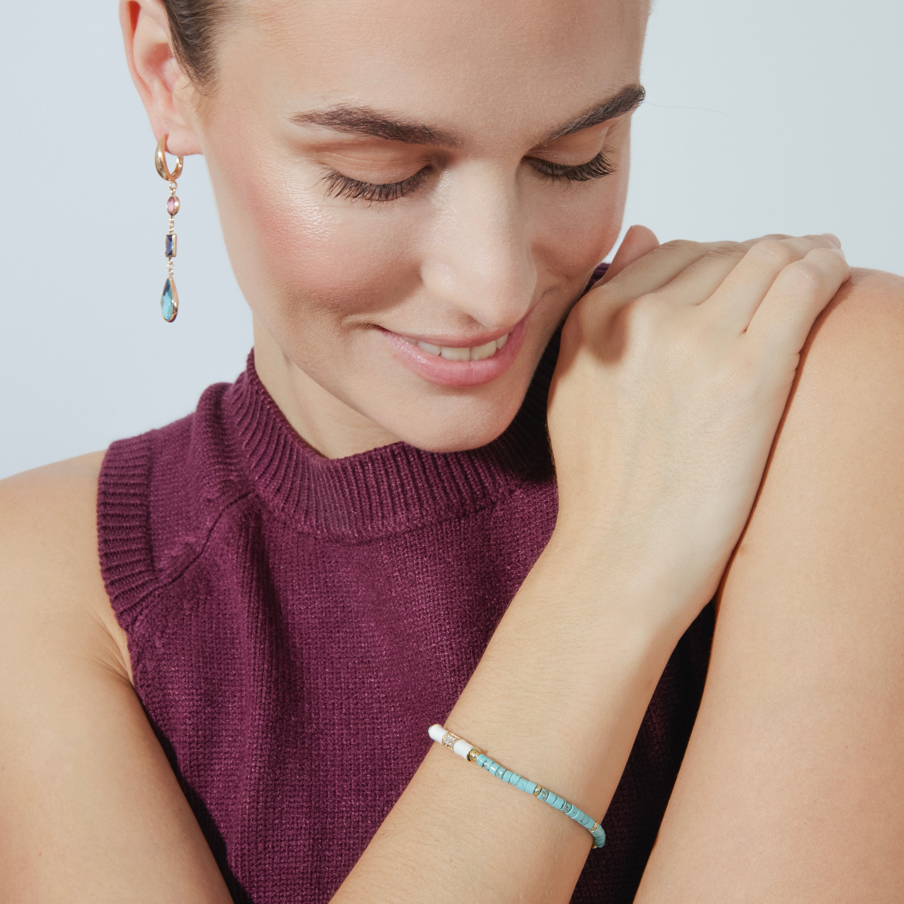 Pulsera acabado oro amarillo de 18k y Turquesa - Asmi