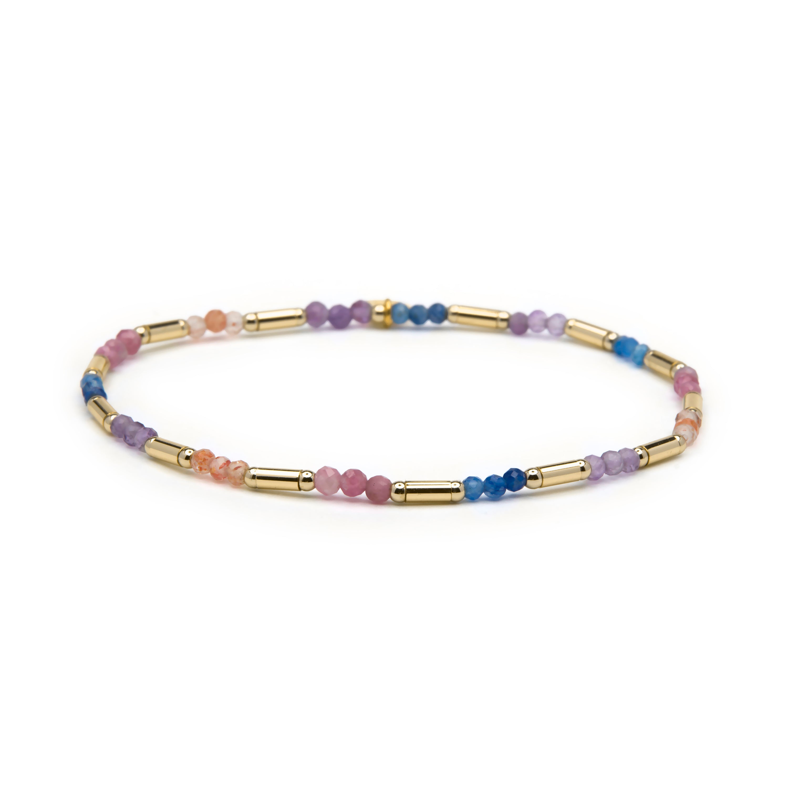 Pulsera  de cristal multicolor acabado en oro amarillo de 18k - Athas