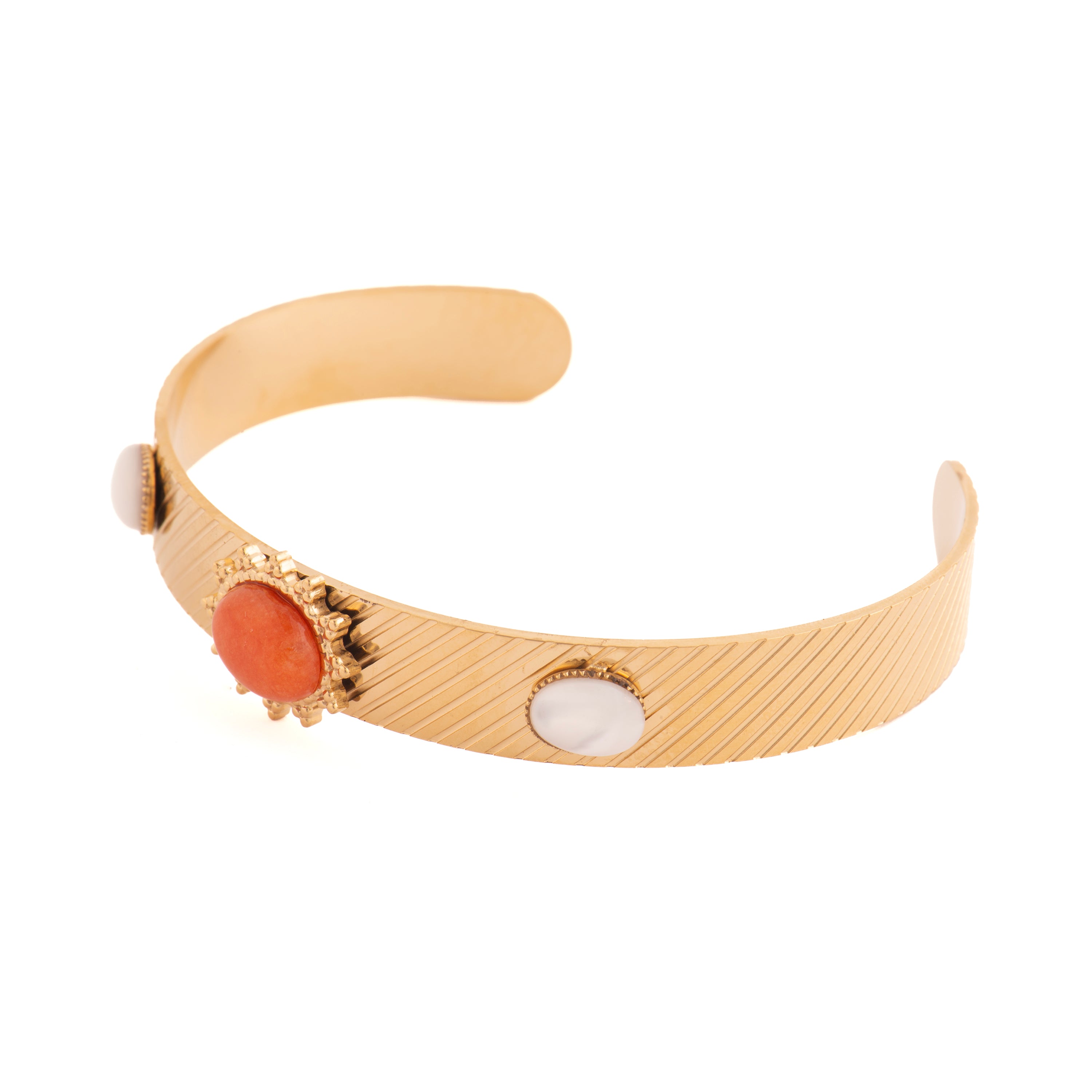 Armband mit 18-karätiger Gelbgoldbeschichtung und weißem Perlmutt - Romou