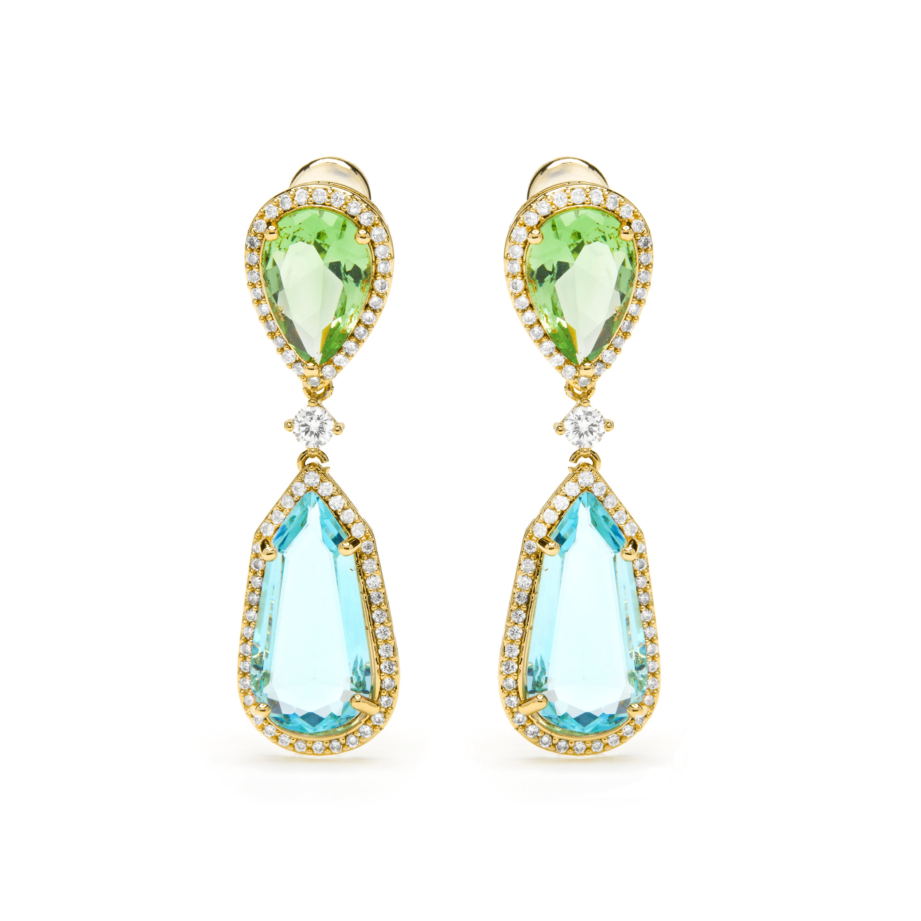 Pendientes acabado oro amarillo de 18k y Circonita Multicolor - Mincell