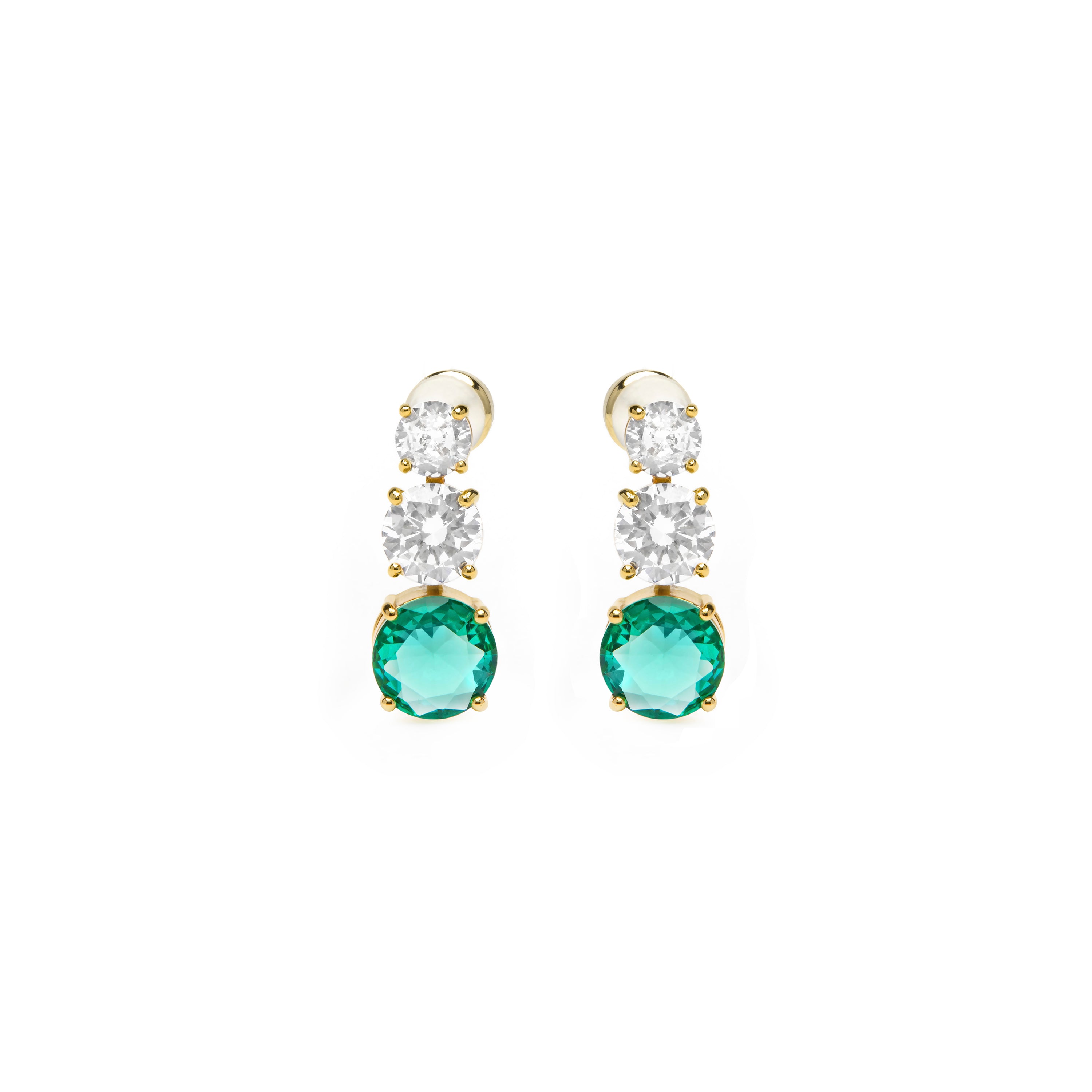 Pendientes con Cuarzo Hidrotermal Verde Paraiba acabado oro amarillo 18k - Amkru