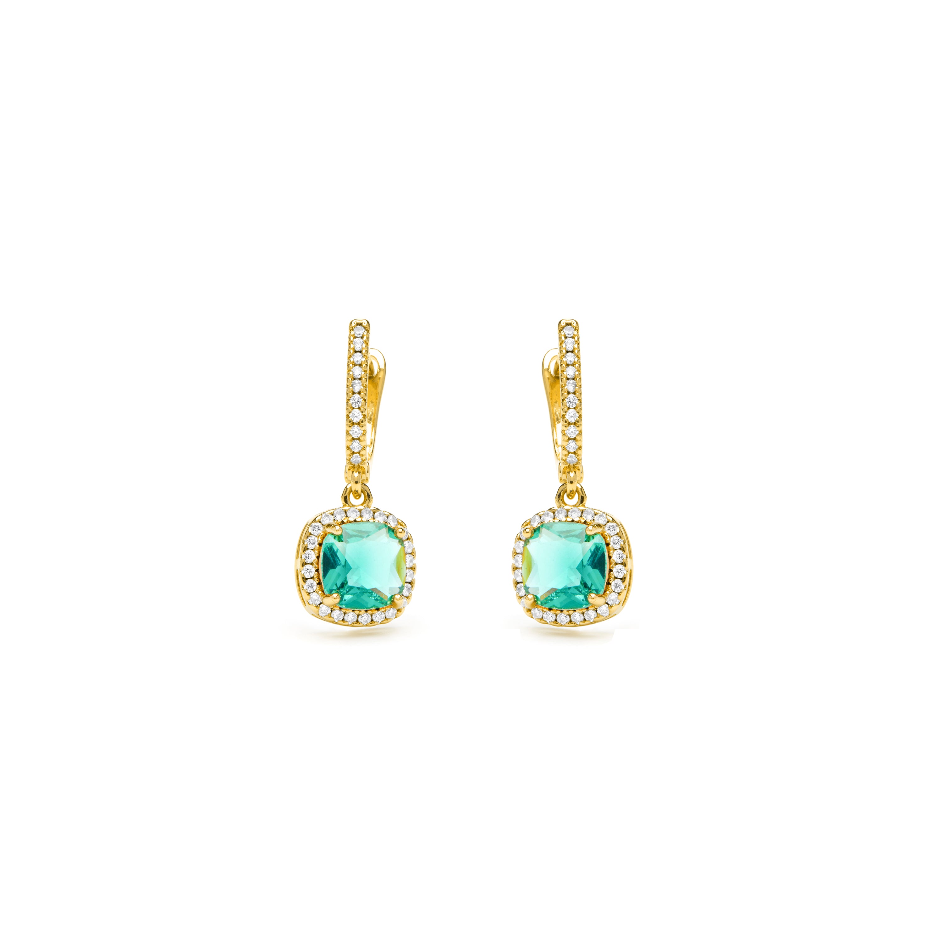 Pendientes con Cuarzo Hidrotermal Verde Paraiba acabado oro amarillo 18k - Kada