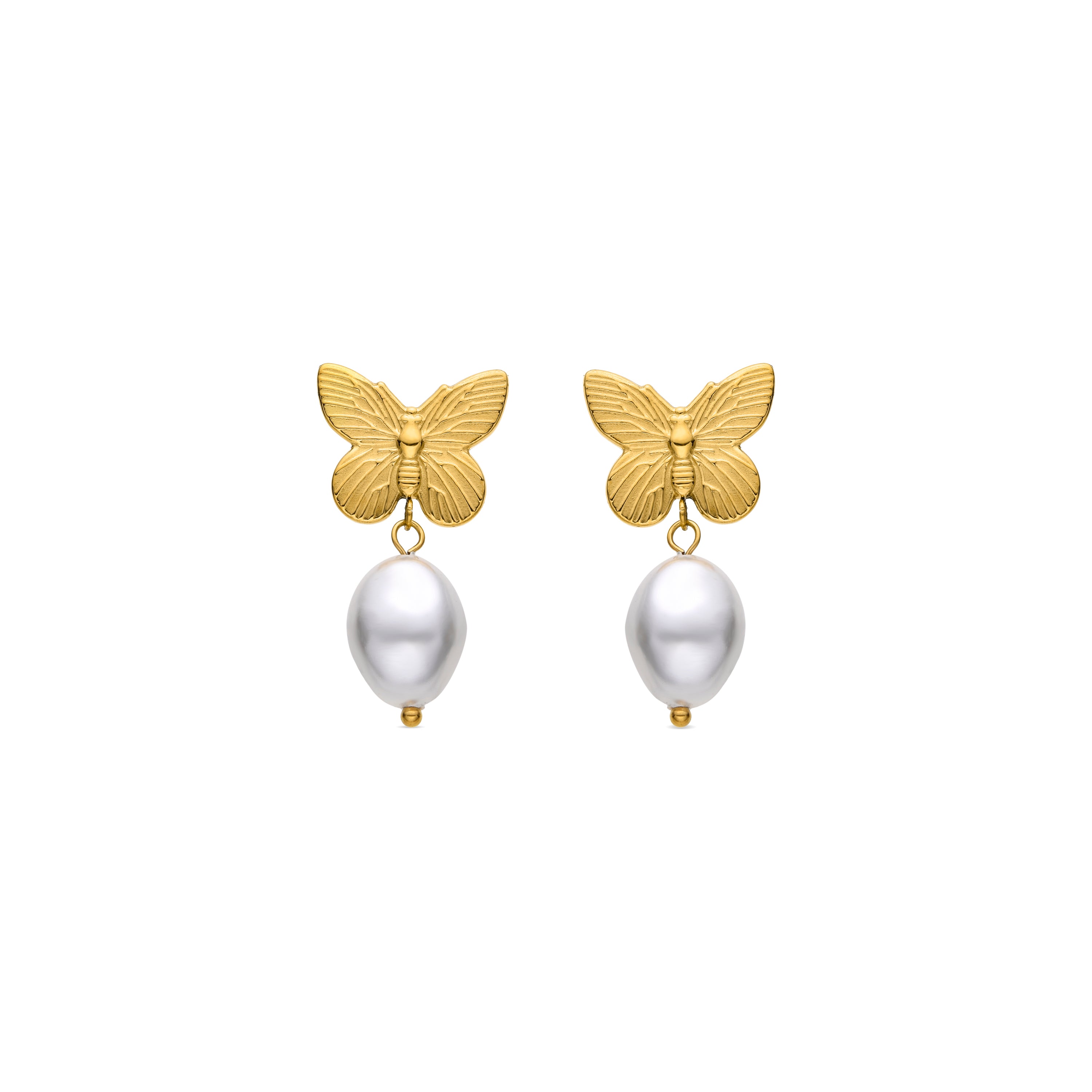 Pendientes de Perla Blanca acabados en oro amarillo de 18K- Suom