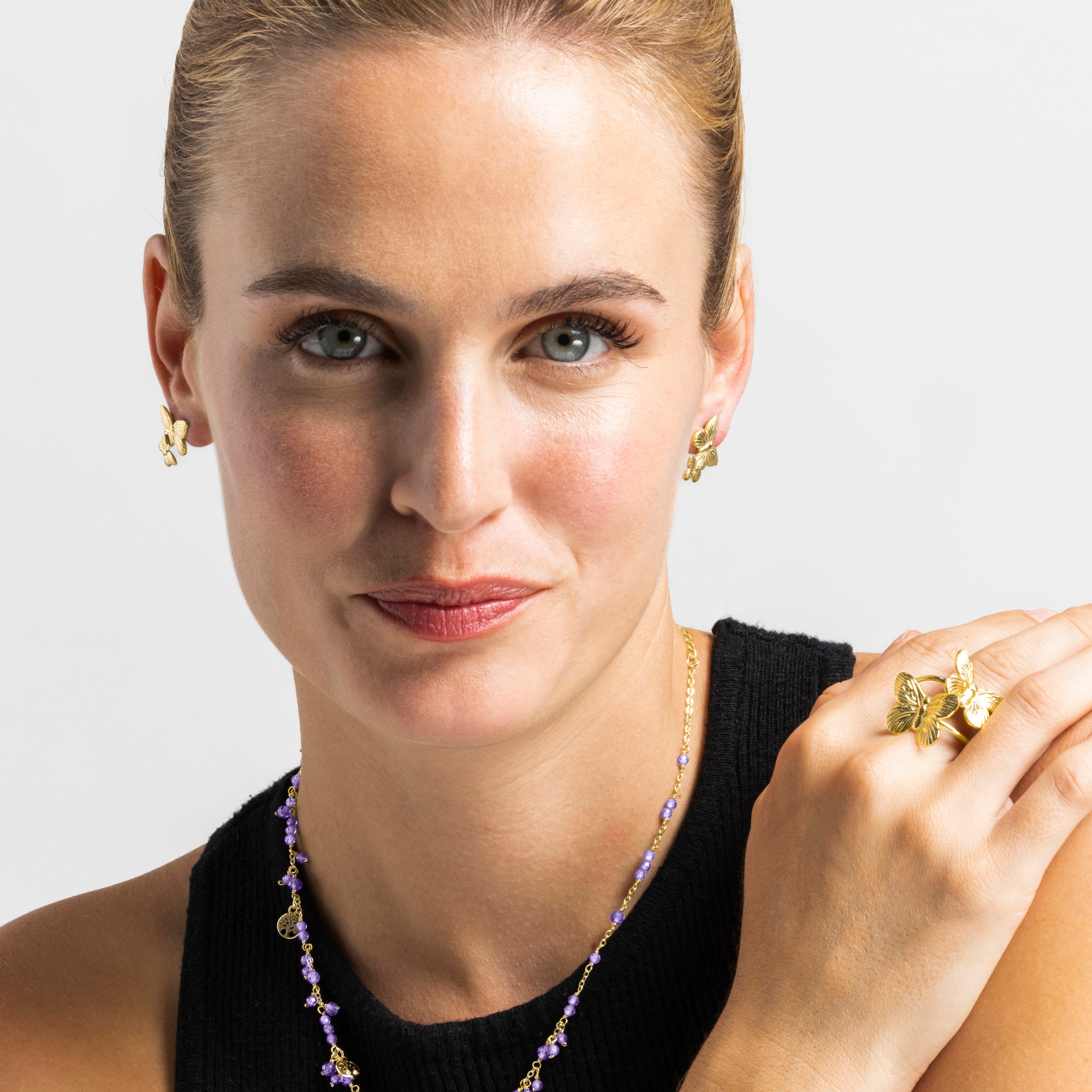 Pendientes acabado oro 18k - Yigba