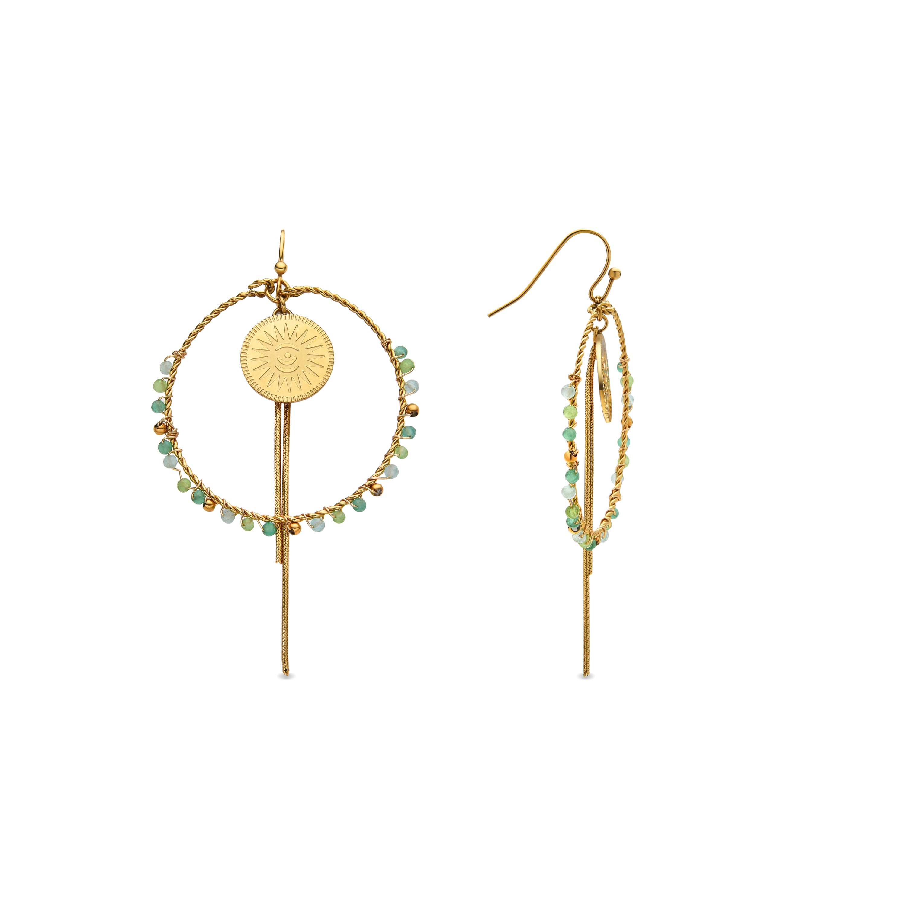 Pendientes con Cristal Multicolor acabado oro 18k - Pova