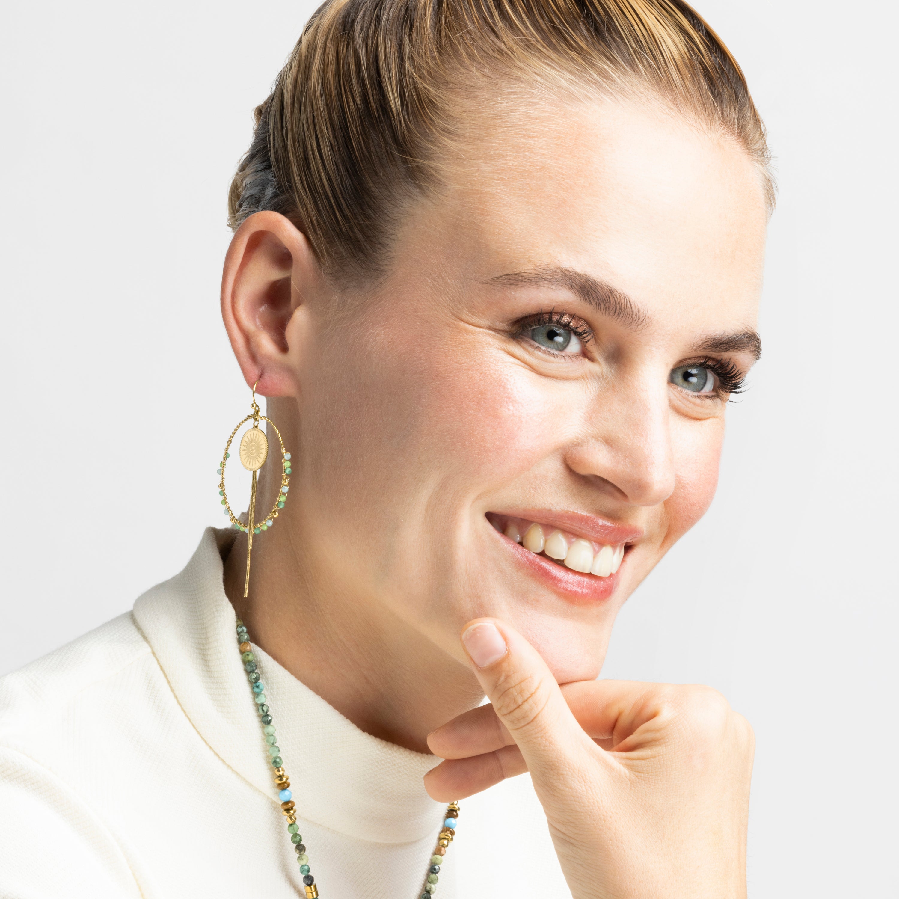 Pendientes con Cristal Multicolor acabado oro 18k - Pova